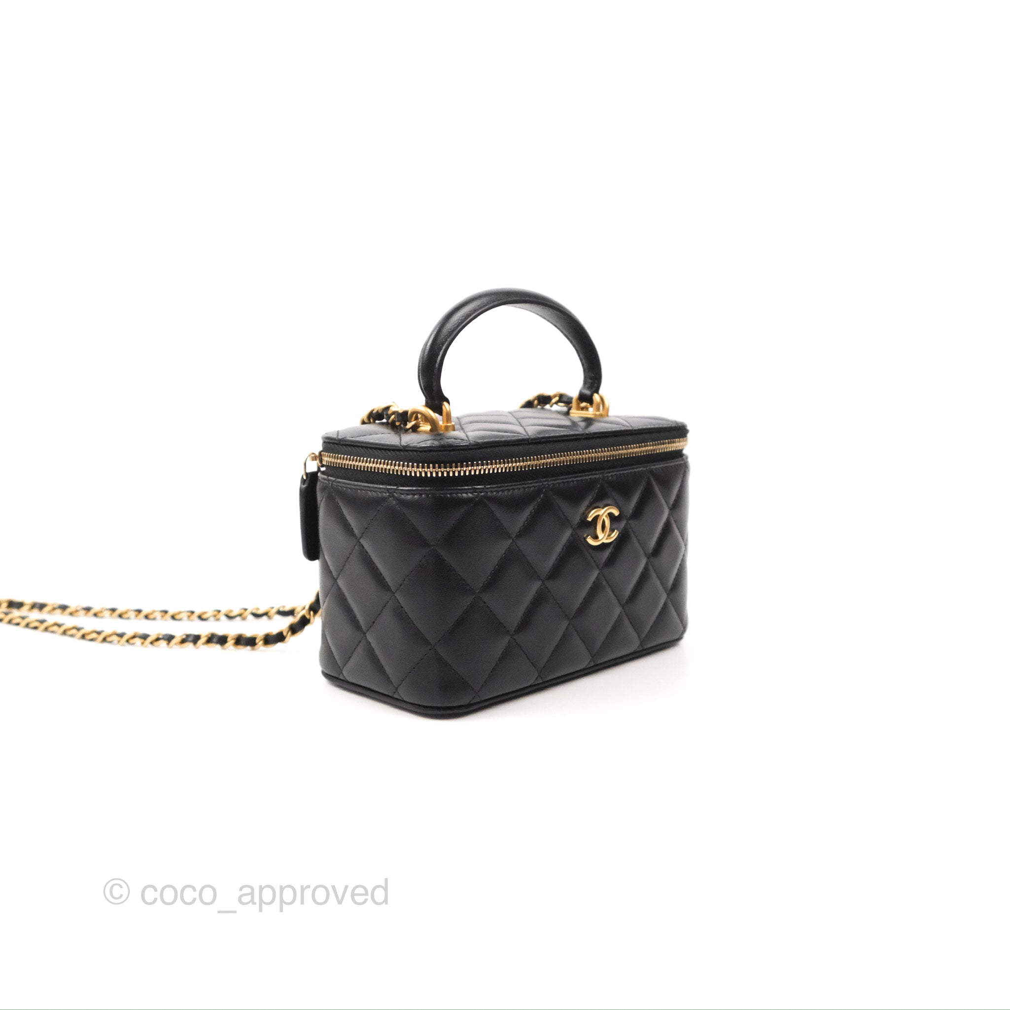 Chanel Vanity Rectangular Top Handle Dark Grey Lambskin Gold