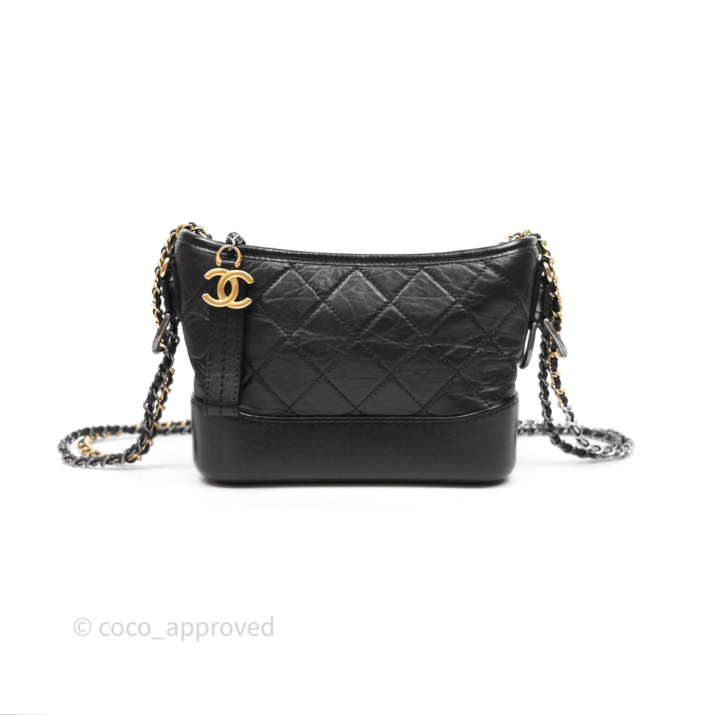 Chanel Small Gabrielle Hobo Quilted Black Aged Calfskin