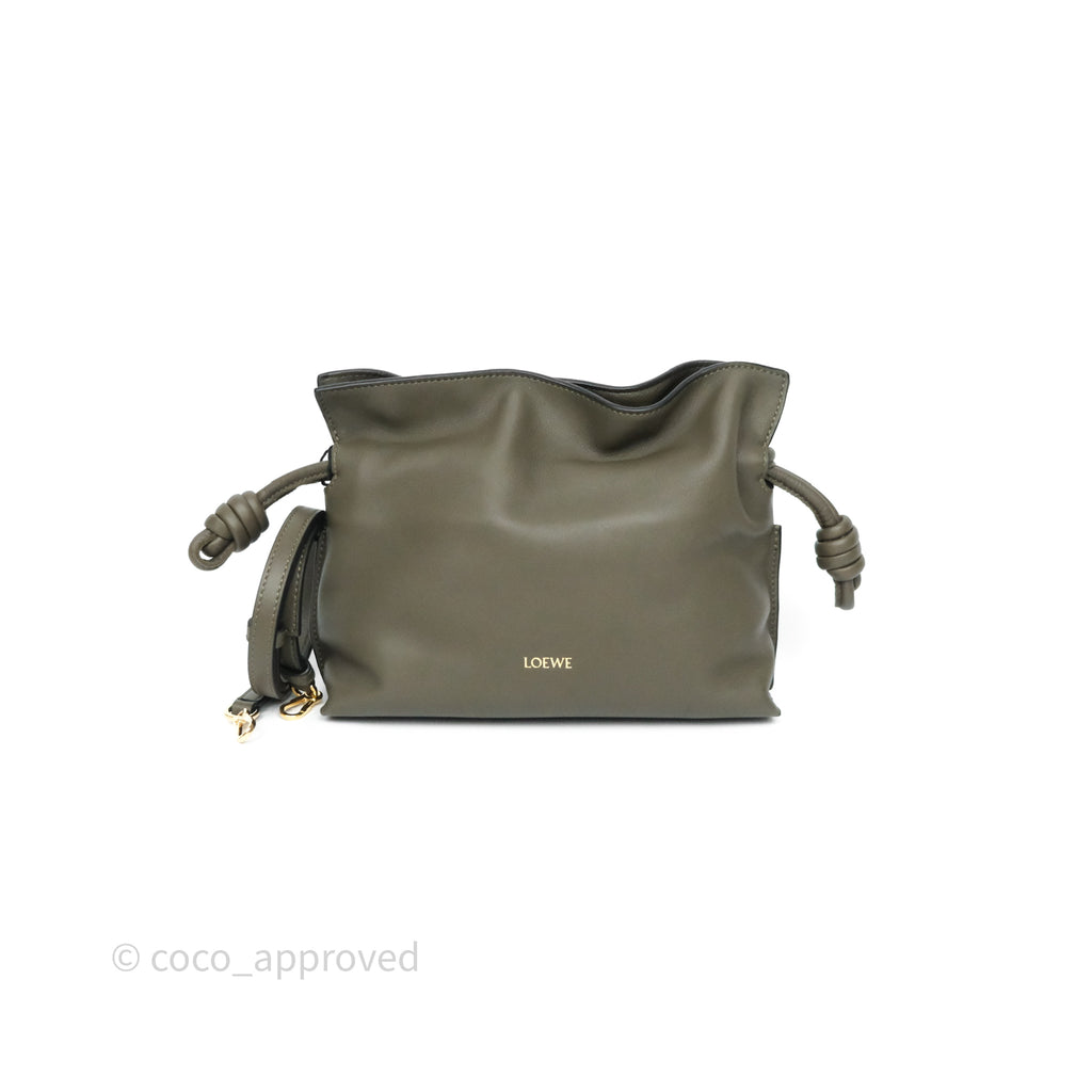 Loewe Mini Flamenco Clutch in Nappa Calfskin Dark Khaki