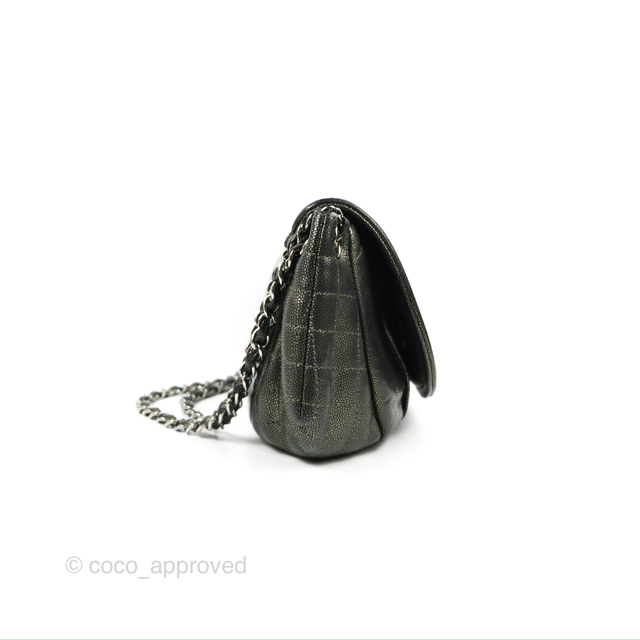 Chanel Half Moon Flap Bag Metallic Caviar Silver Hardware – Coco Approved  Studio