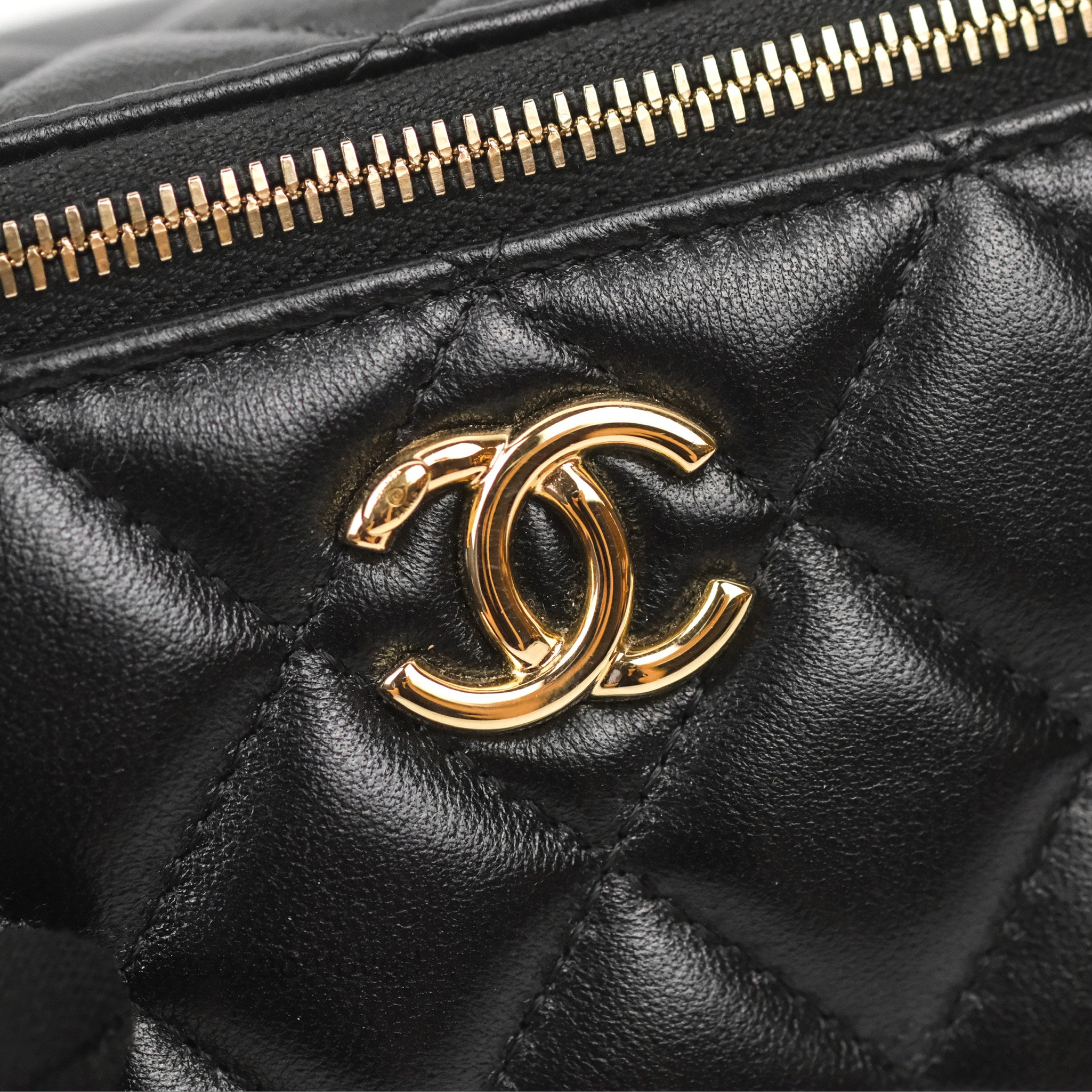 At Auction: CHANEL - Quilted Trendy CC Black Lambskin Bowling Large Top  Handle Bag w/ Strap