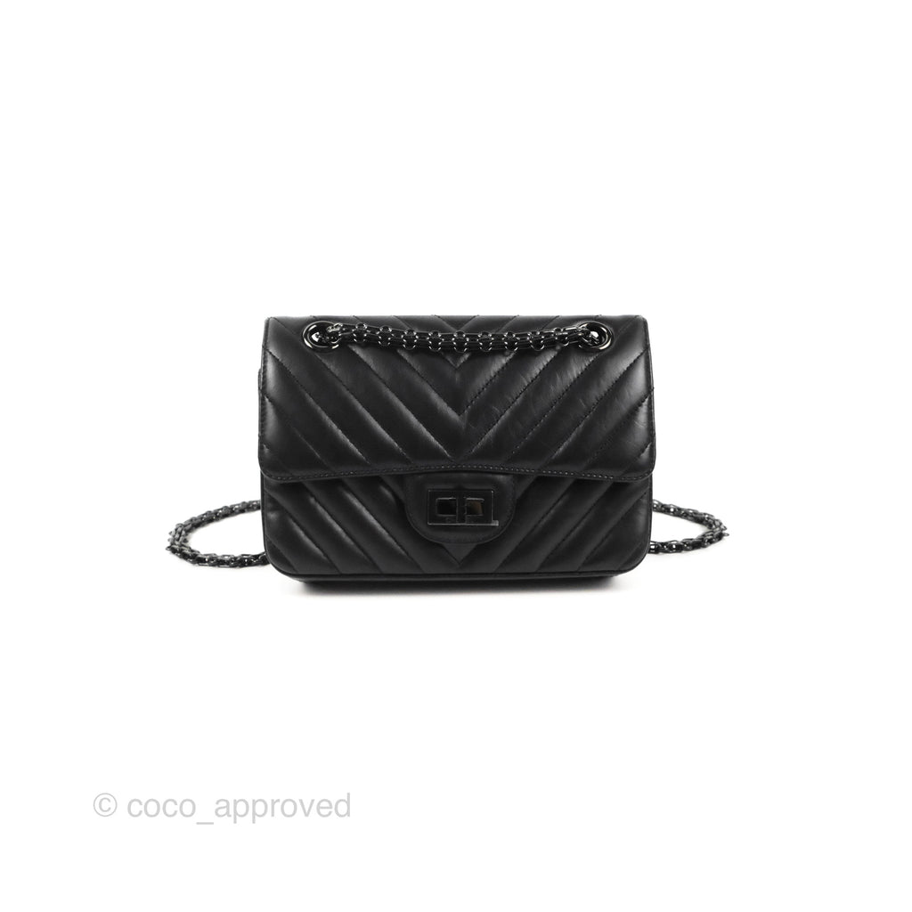 Chanel Mini Reissue 224 So Black Chevron Calfskin