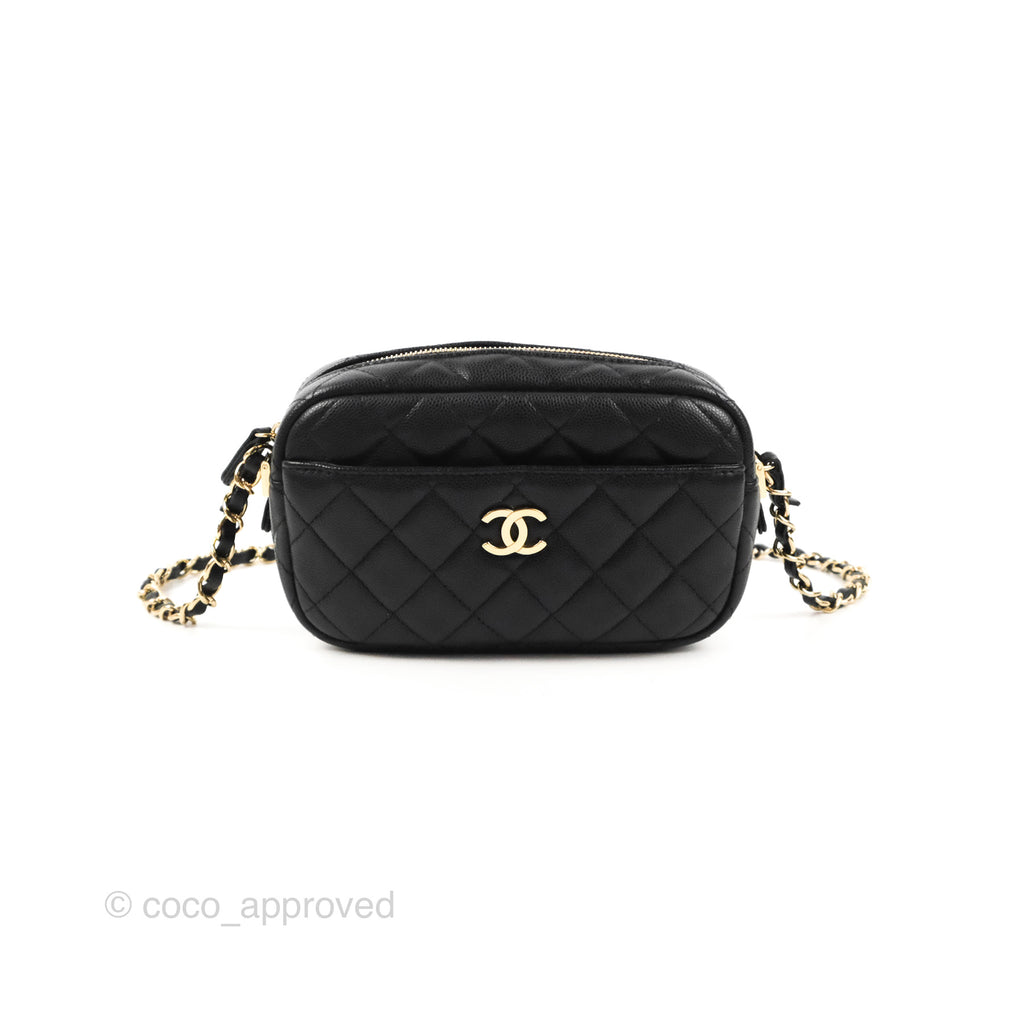 Chanel Classic Mini Camera Case Black Caviar Gold Hardware