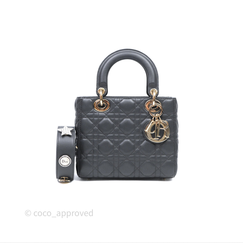 Christian Dior Small Lady Dior My ABCDior Bag Dark Grey Cannage Lambskin