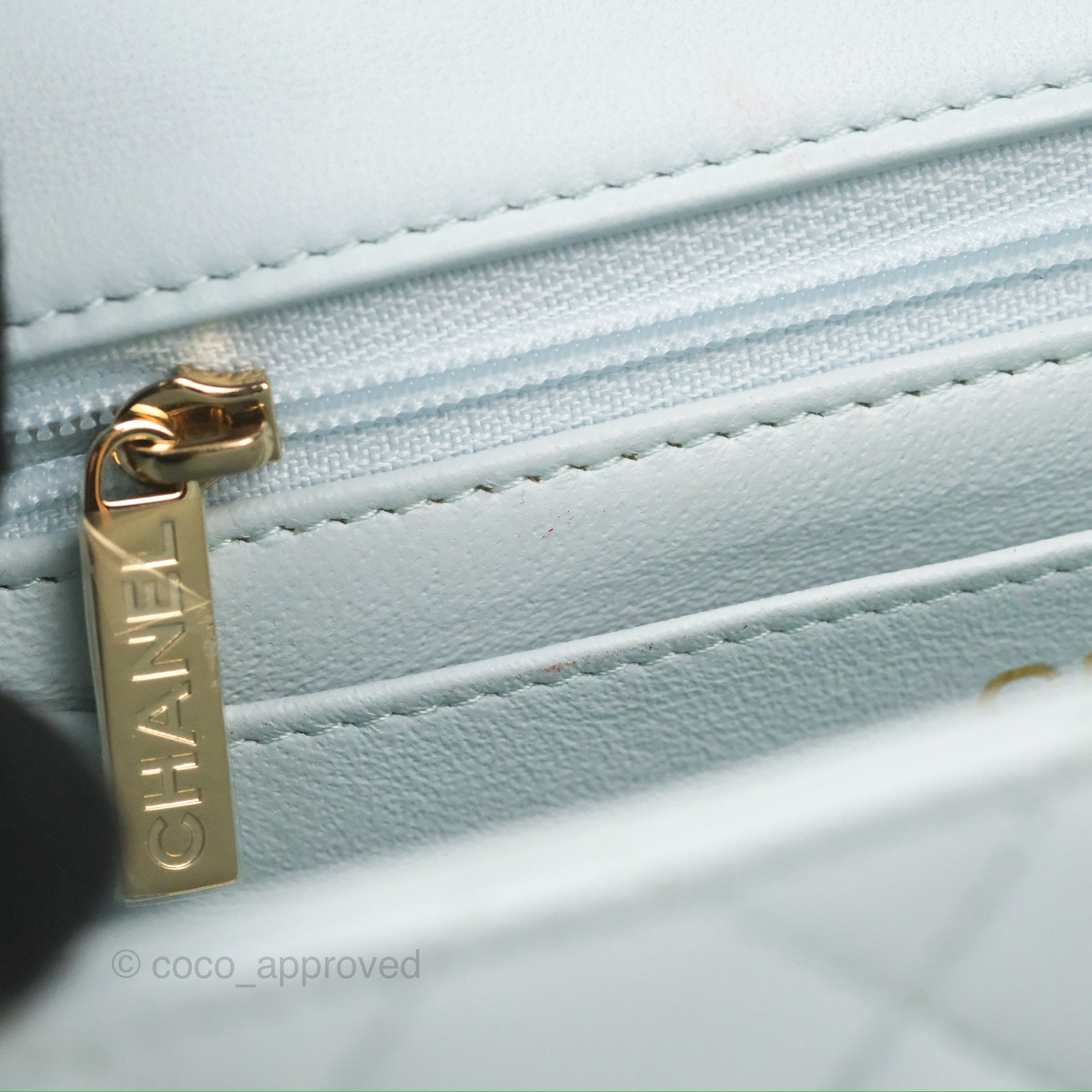 Chanel Top Handle Mini Rectangular Flap Bag Beige Lambskin Aged