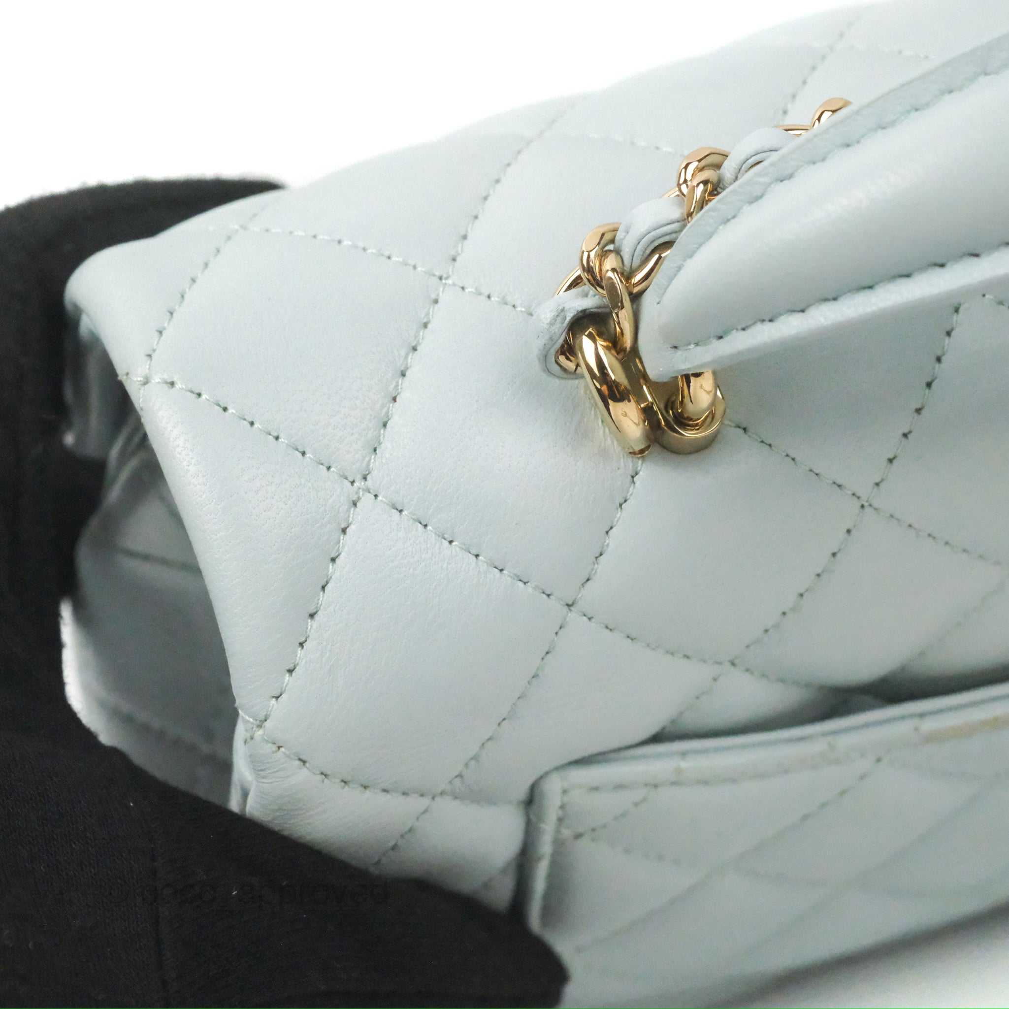 Chanel Top Handle Mini Rectangular Flap Bag Light Blue Lambskin Gold  Hardware