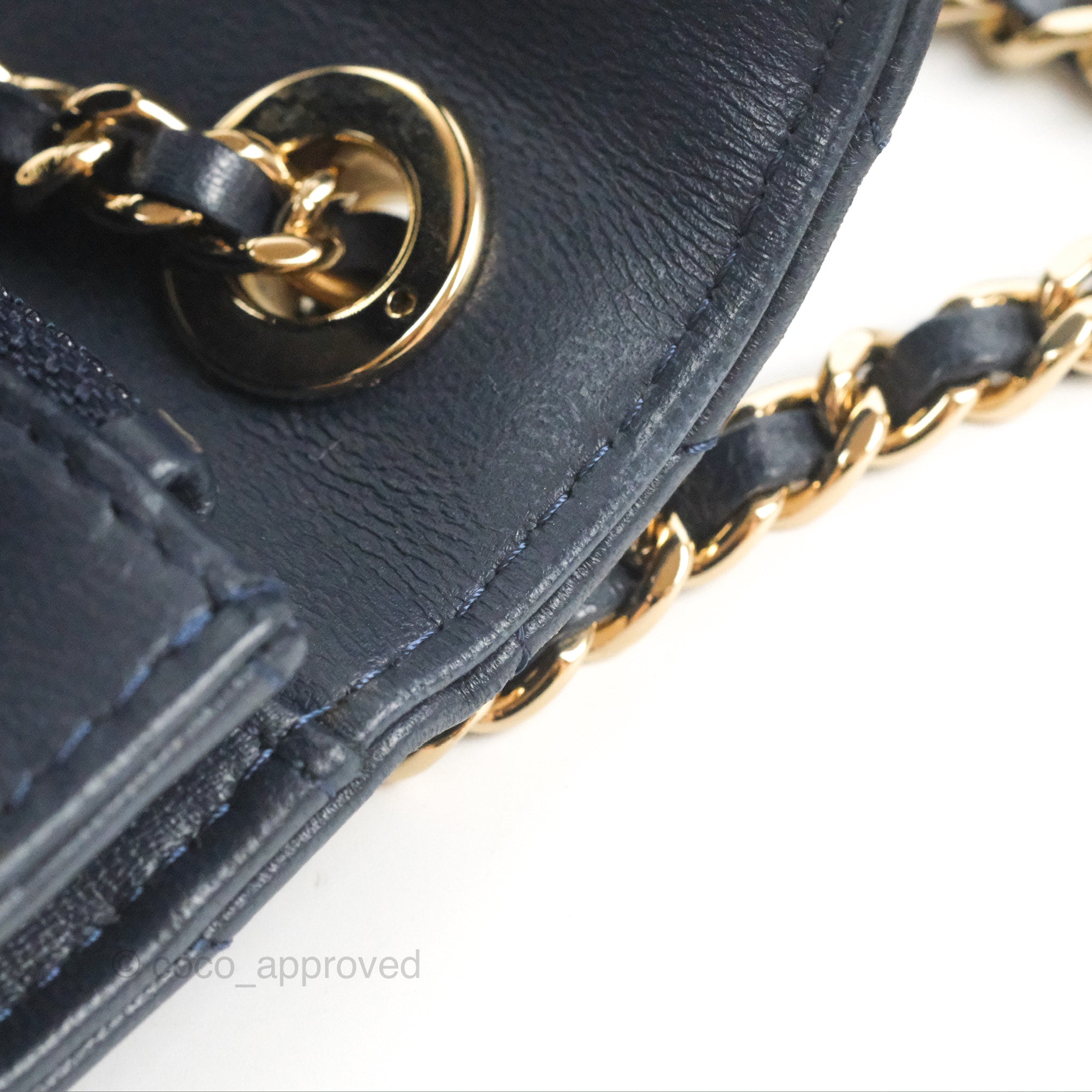 Chanel Trendy CC WOC Wallet on Chain Chevron Navy Lambskin Gold