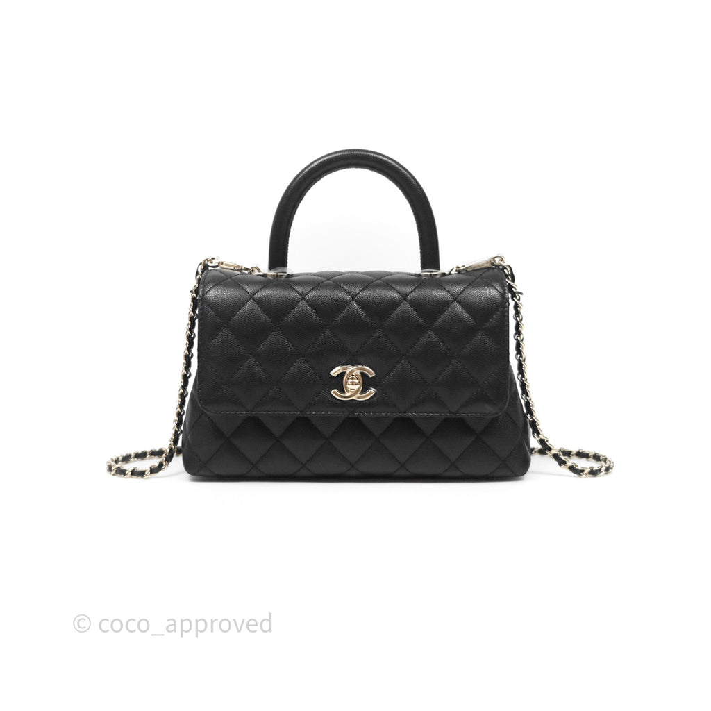 Chanel Small Coco Handle Quilted Black Caviar Gold Hardware