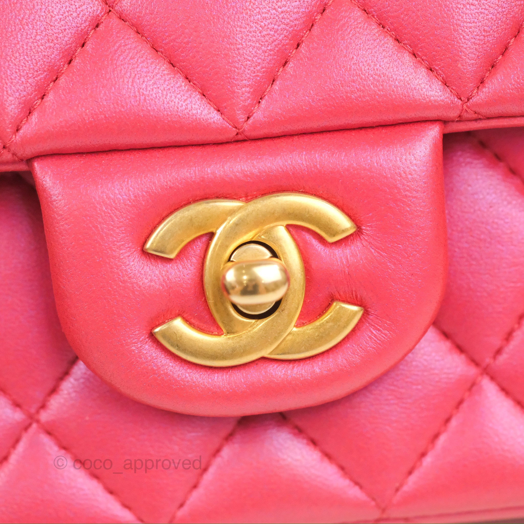Chanel Top Handle Mini Rectangular Flap Bag Iridescent Dark Pink