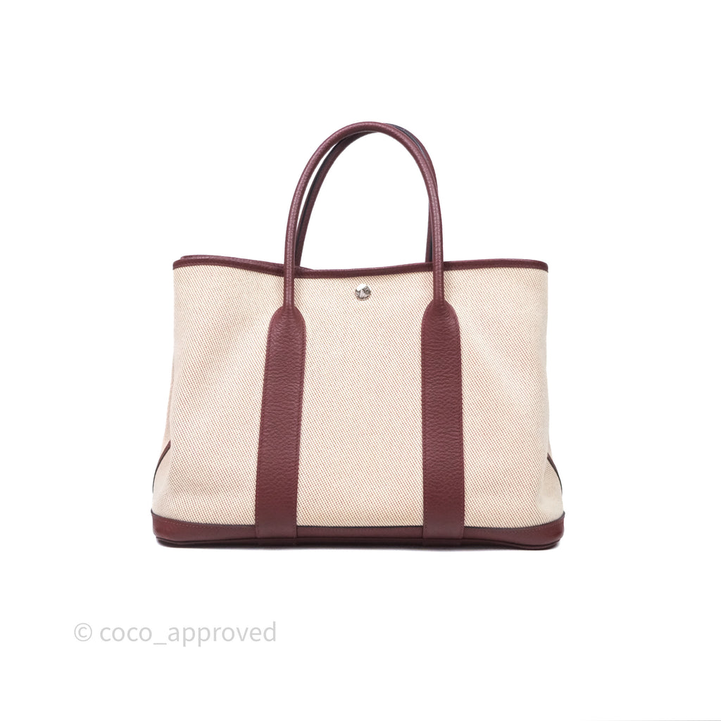 Hermes Garden Party 36 Ecru/ Rouge H 55 Palladium Hardware