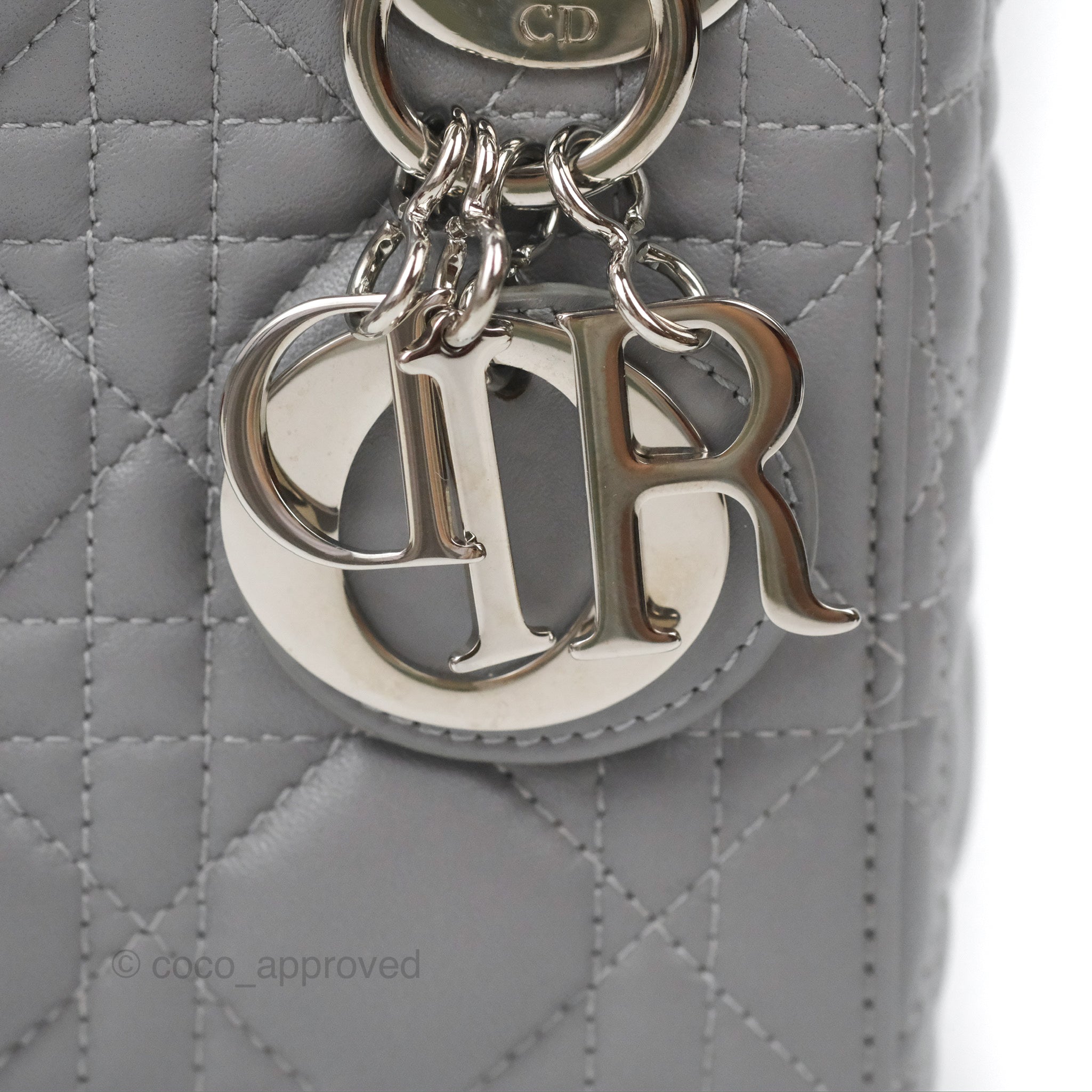 Christian Dior Mini Lady Dior Grey Lambskin Cannage Silver Hardware – Coco  Approved Studio