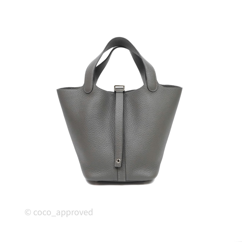 Hermès Picotin 18 Gris Meyer 0L  Clemence Palladium Hardware