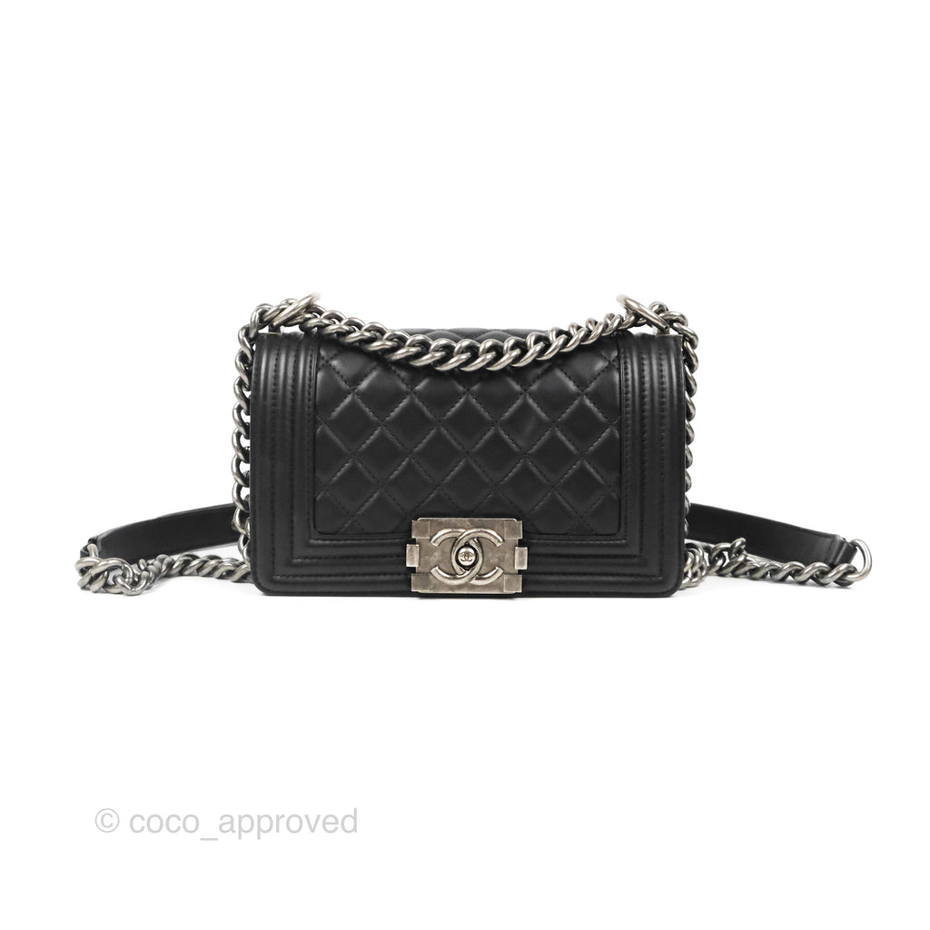 Chanel Small Boy Black Lambskin Ruthenium Hardware