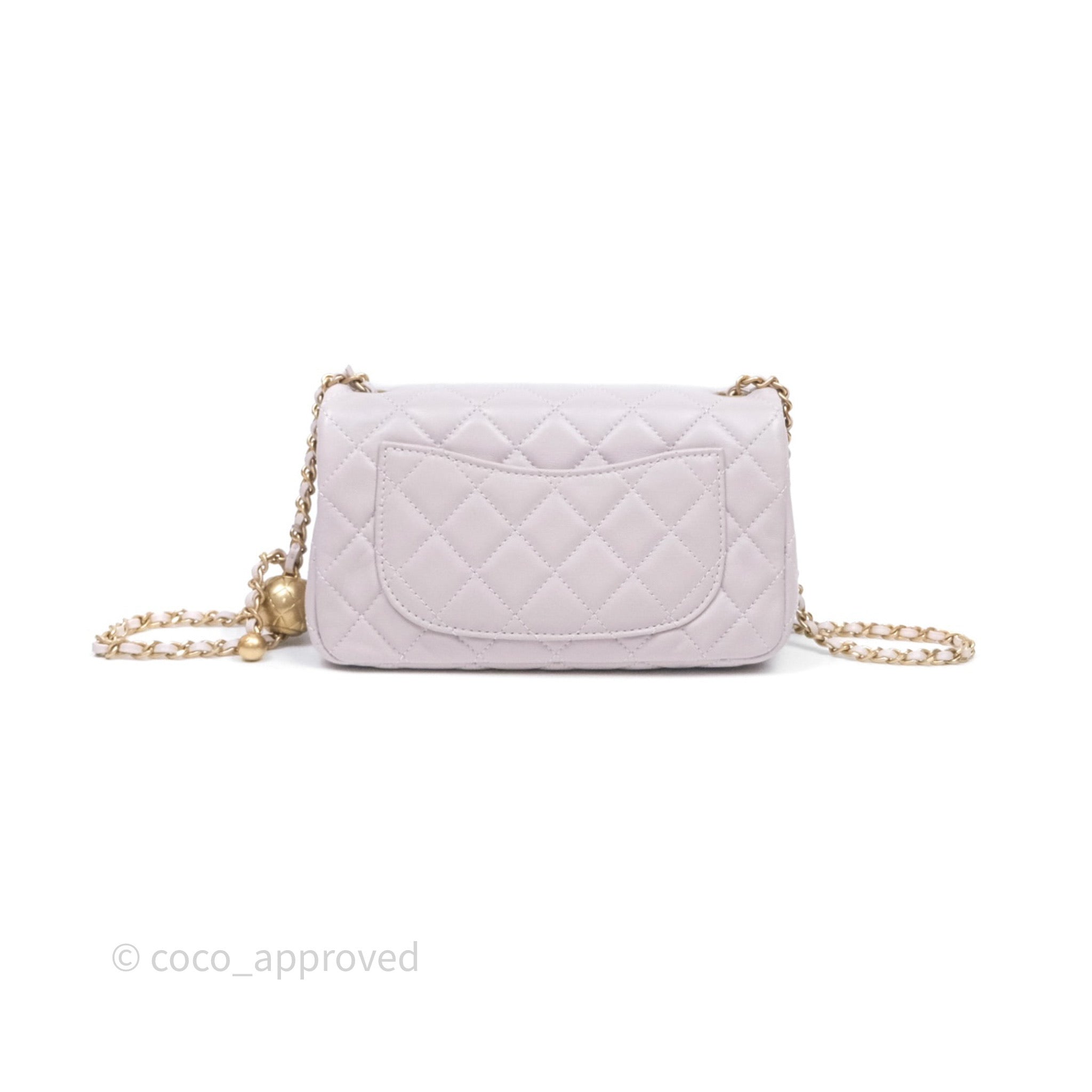 Chanel Mini Rectangular Pearl Crush Lilac Lambskin Aged Gold
