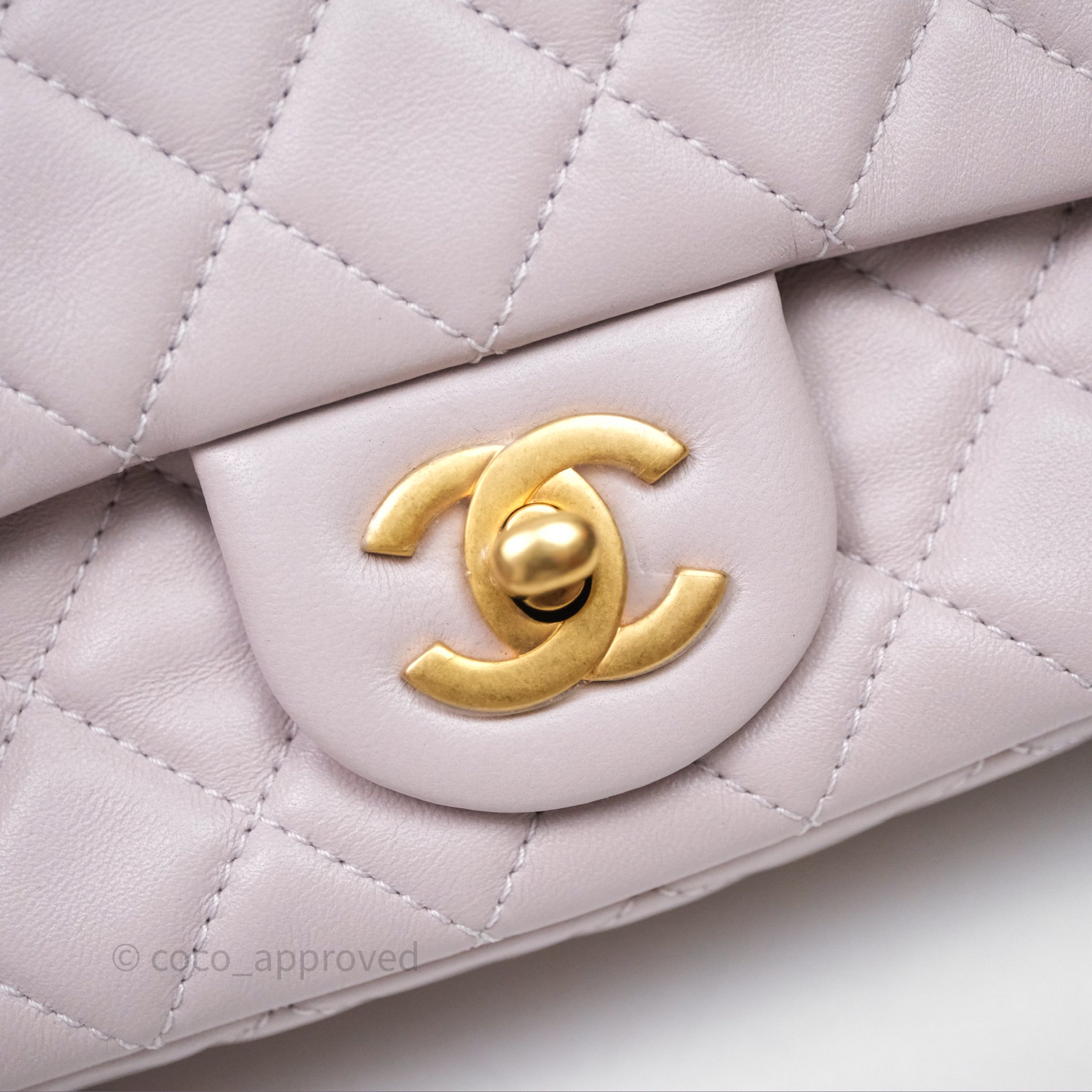 Chanel Mini Rectangular Pearl Crush Lilac Lambskin Aged Gold