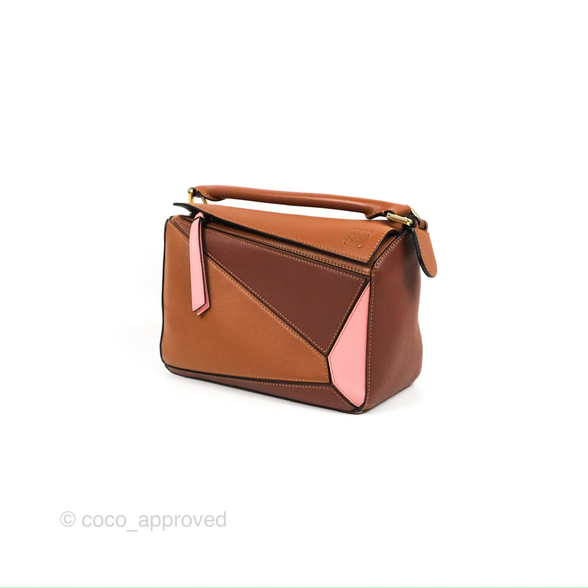 Loewe - Mini Puzzle Tan & Medium Pink Crossbody Bag