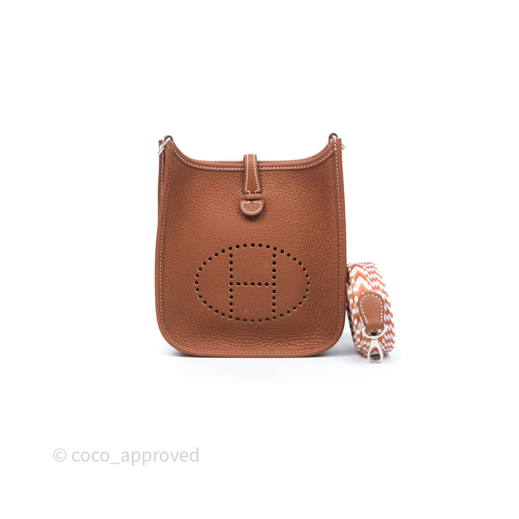 Hermès Mini Evelyne 16 Amazone Gold/ Cornaline-Blanc Clemence Palladium Hardware