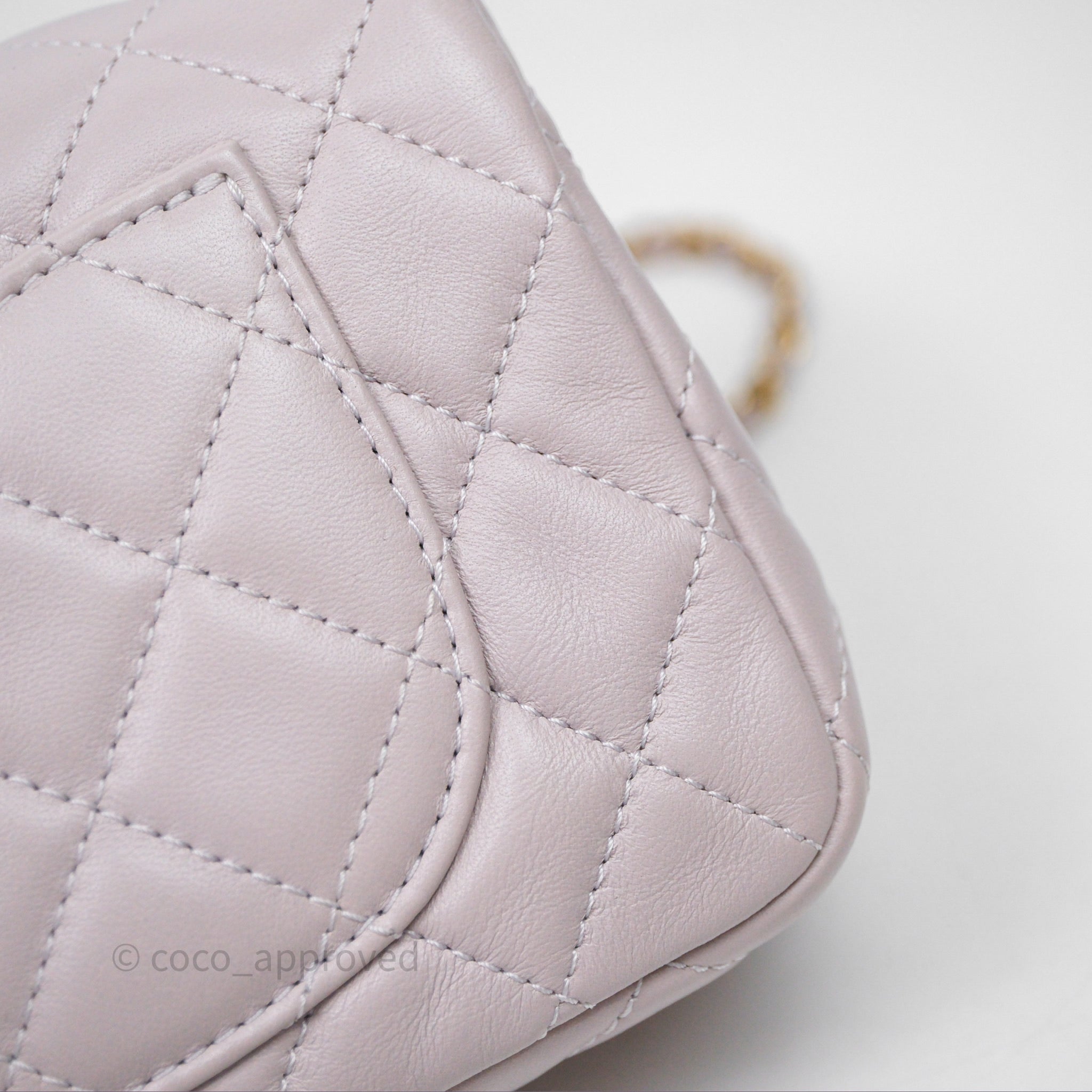 Chanel Mini Rectangular Pearl Crush Lilac Lambskin Aged Gold