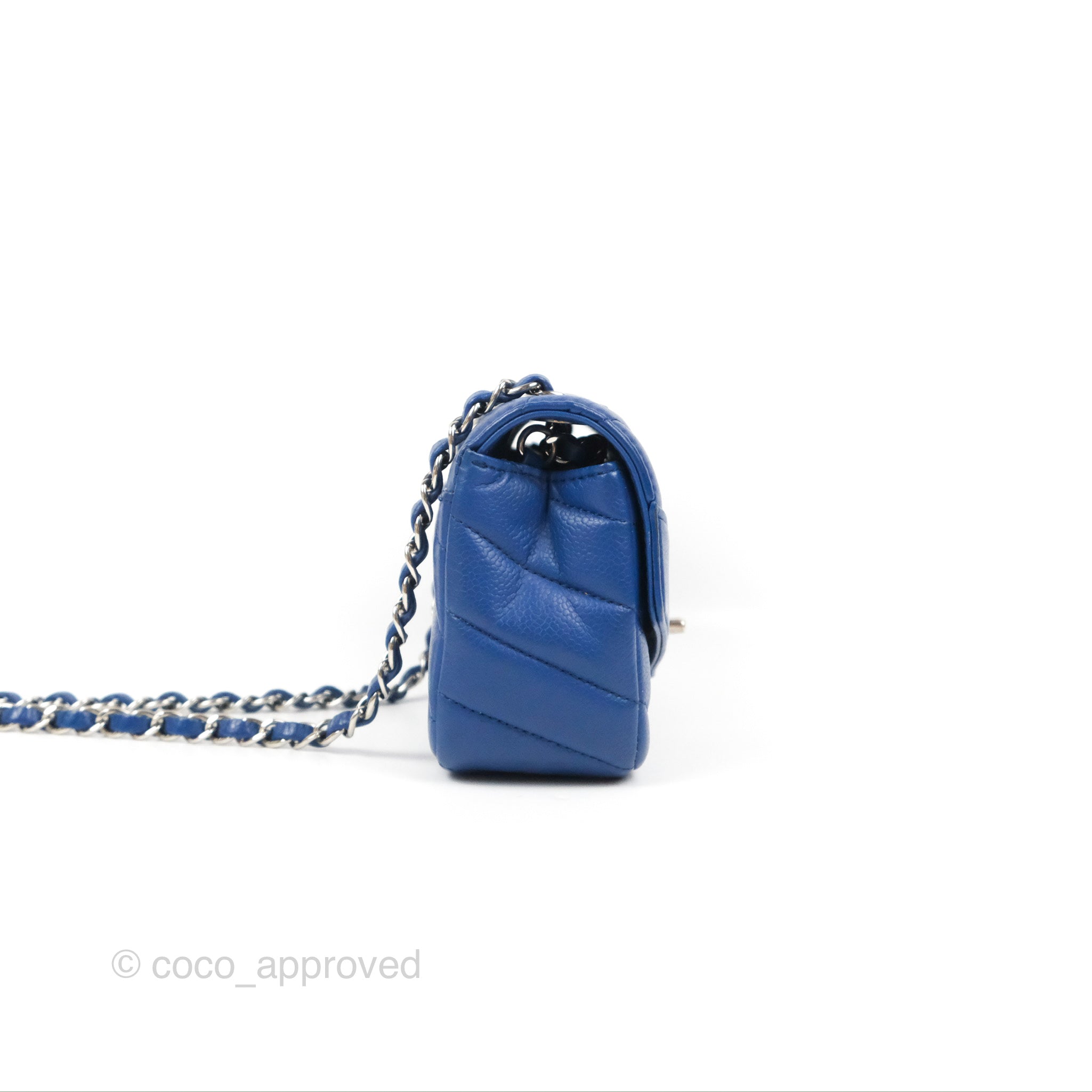 Chanel Chevron Flap Blue Grained Calfskin Silver Hardware – Coco Approved  Studio