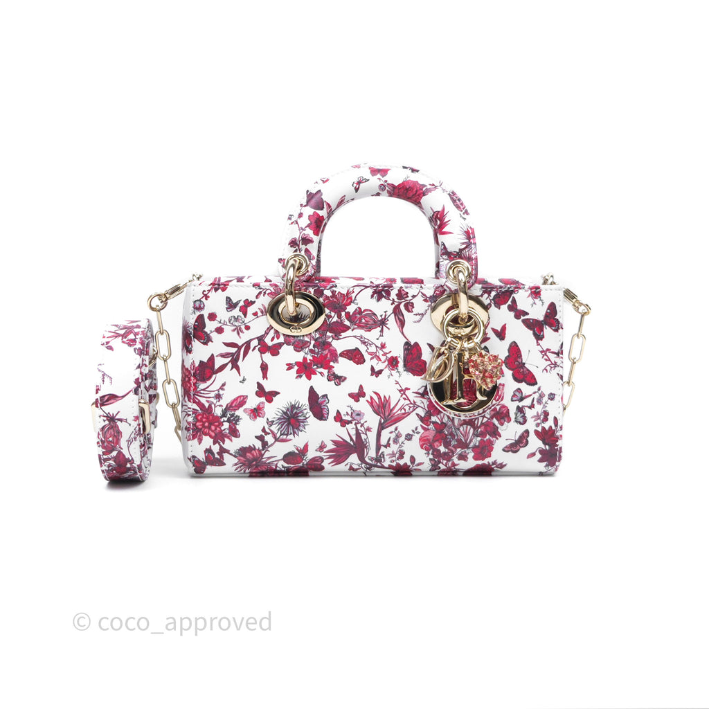 Christian Dior Small Lady D-Joy Bag Coeur Des Papillons Calfskin Light Gold Hardware