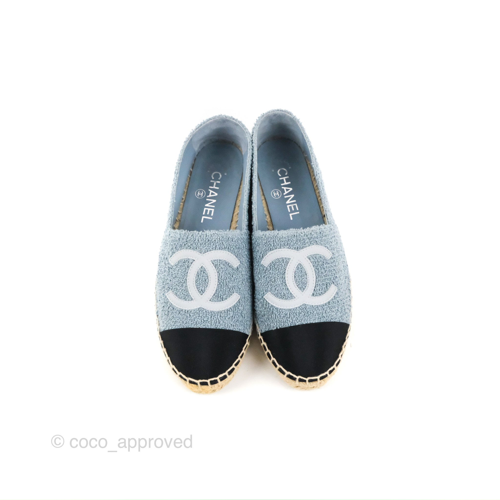 Chanel Espadrille Black Blue Tweed Size 37 – Coco Approved Studio