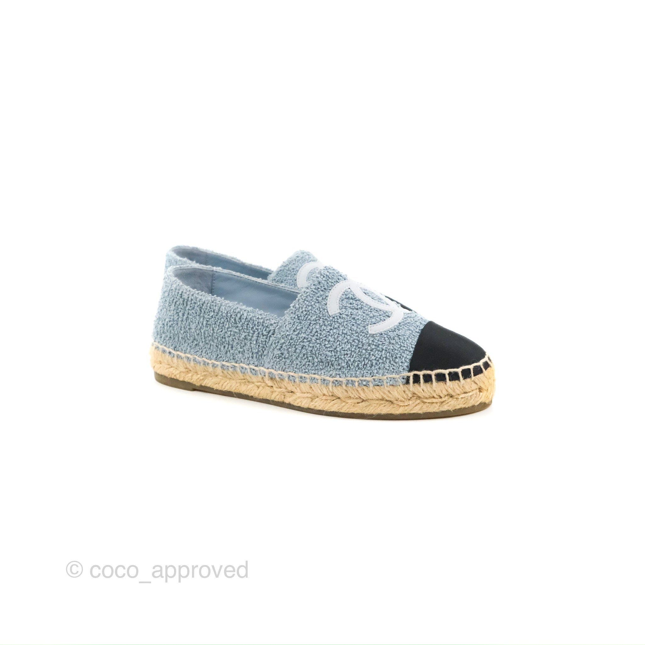 Chanel Espadrille Black Blue Tweed Size 37 – Coco Approved Studio