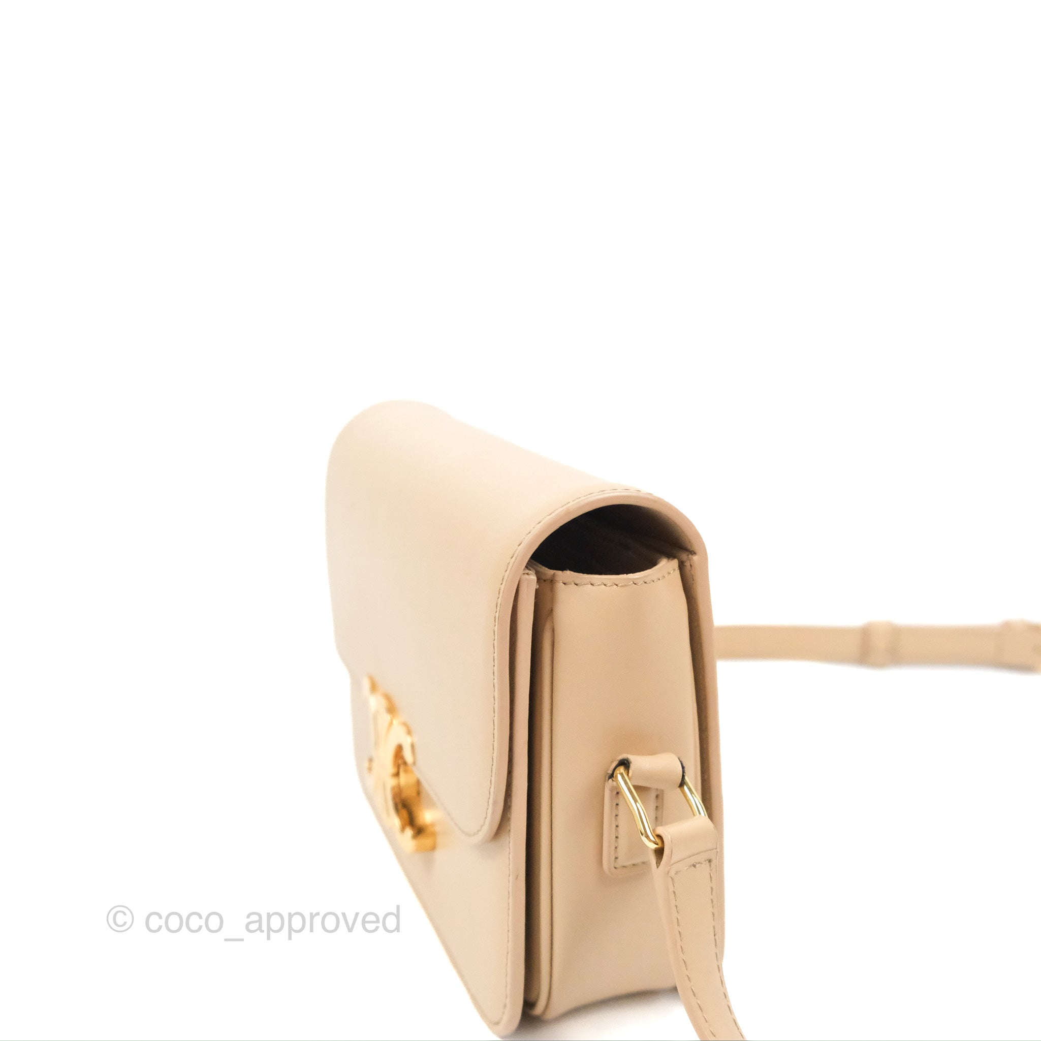Celine Teen Triomphe Bag Shiny Calfskin Light Beige – Coco Approved Studio