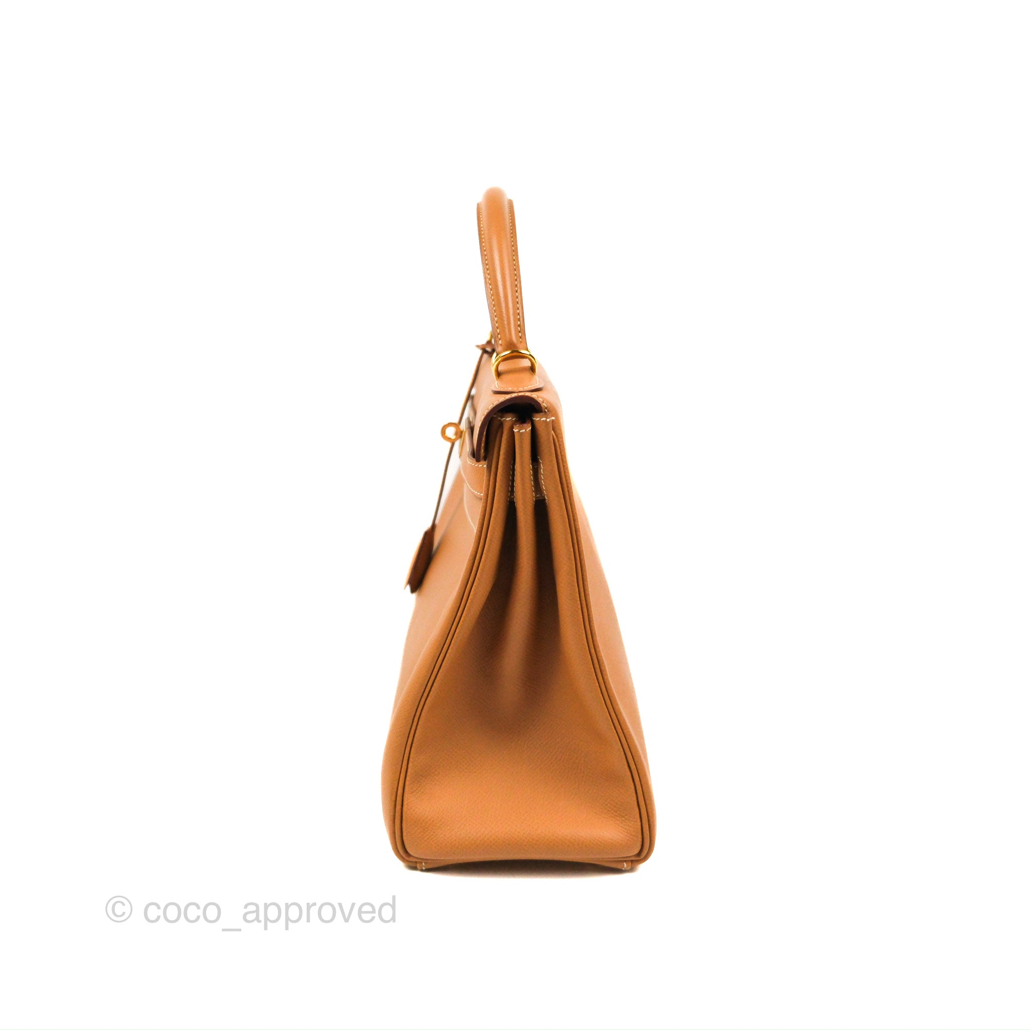 Hermès Kelly 32 Retourne Natural Epsom Gold Hardware – Coco Approved Studio