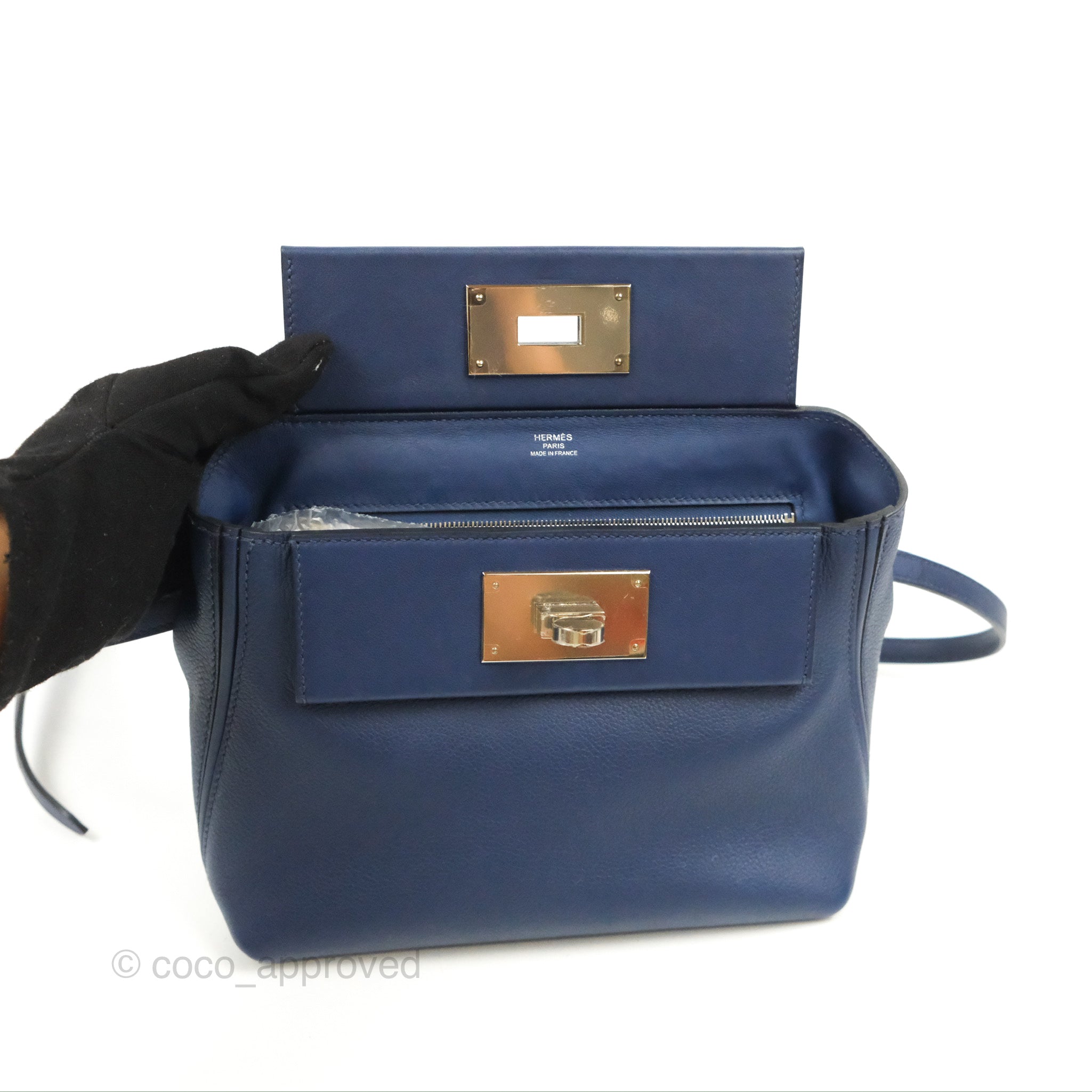 Hermes Mini 24/24 Bag Bleu Royal Evercolor and Swift Palladium