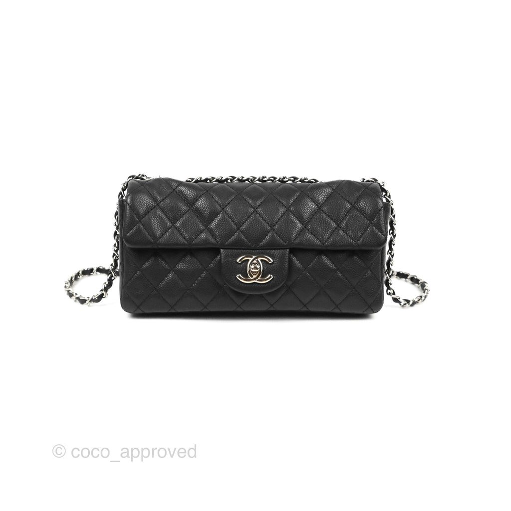 Chanel Quilted East West Flap Black Soft Caviar Silver Hardware