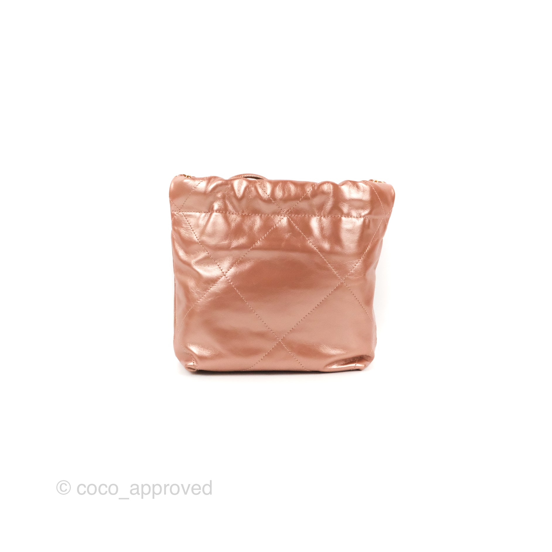 Chanel 22 Mini Bag Metallic Rose Gold Crumpled Calfskin – Coco Approved  Studio