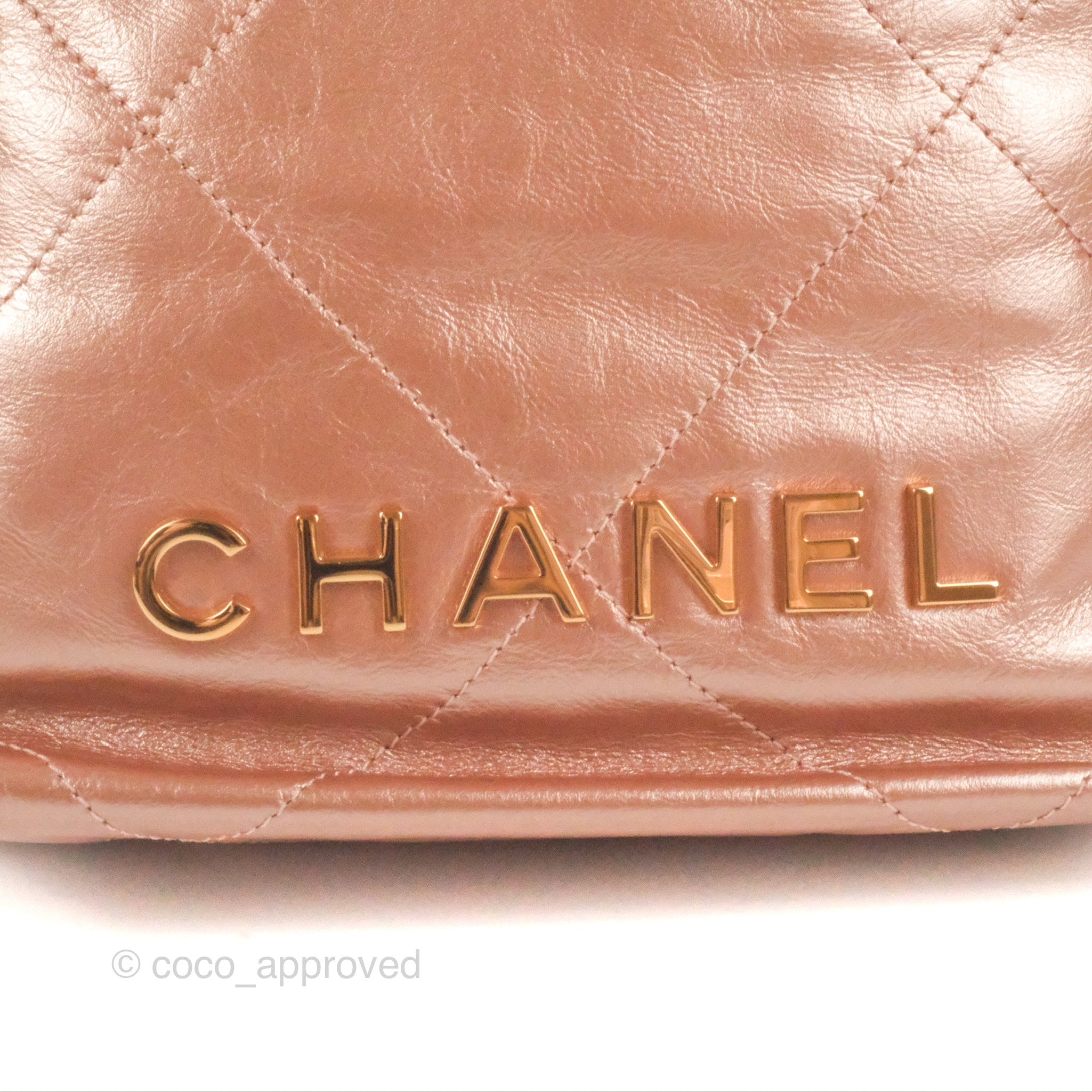 Chanel Mini 22 Bag Rose Gold Iridescent Calfskin Rose Gold Hardware –  Madison Avenue Couture