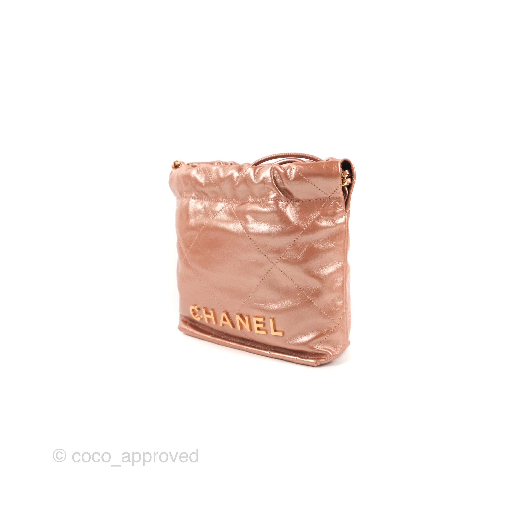 Chanel 22 Mini Bag Metallic Rose Gold Crumpled Calfskin – Coco Approved  Studio