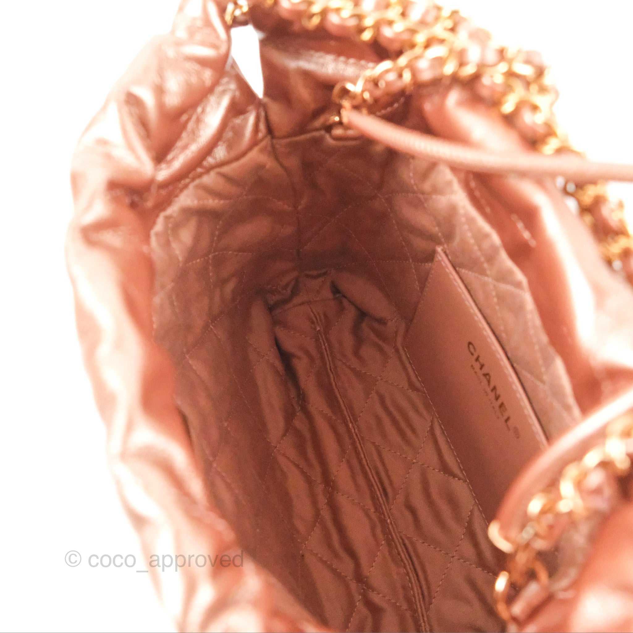 Chanel Mini 22 Bag Rose Gold Iridescent Calfskin Rose Gold Hardware