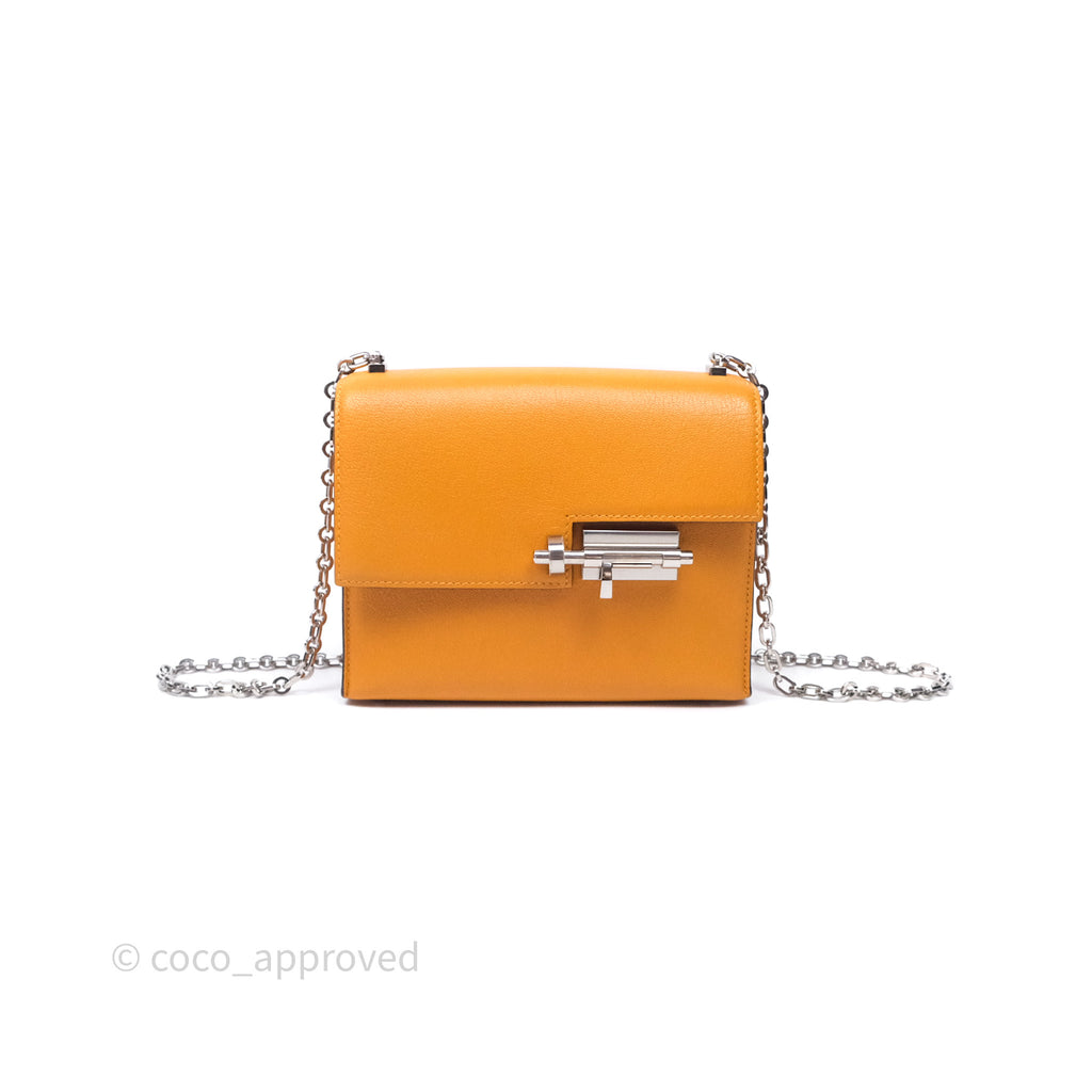 Hermes Mini Verrou Chaine Bag Chevre Mysore Toffee 1H Palladium Hardware