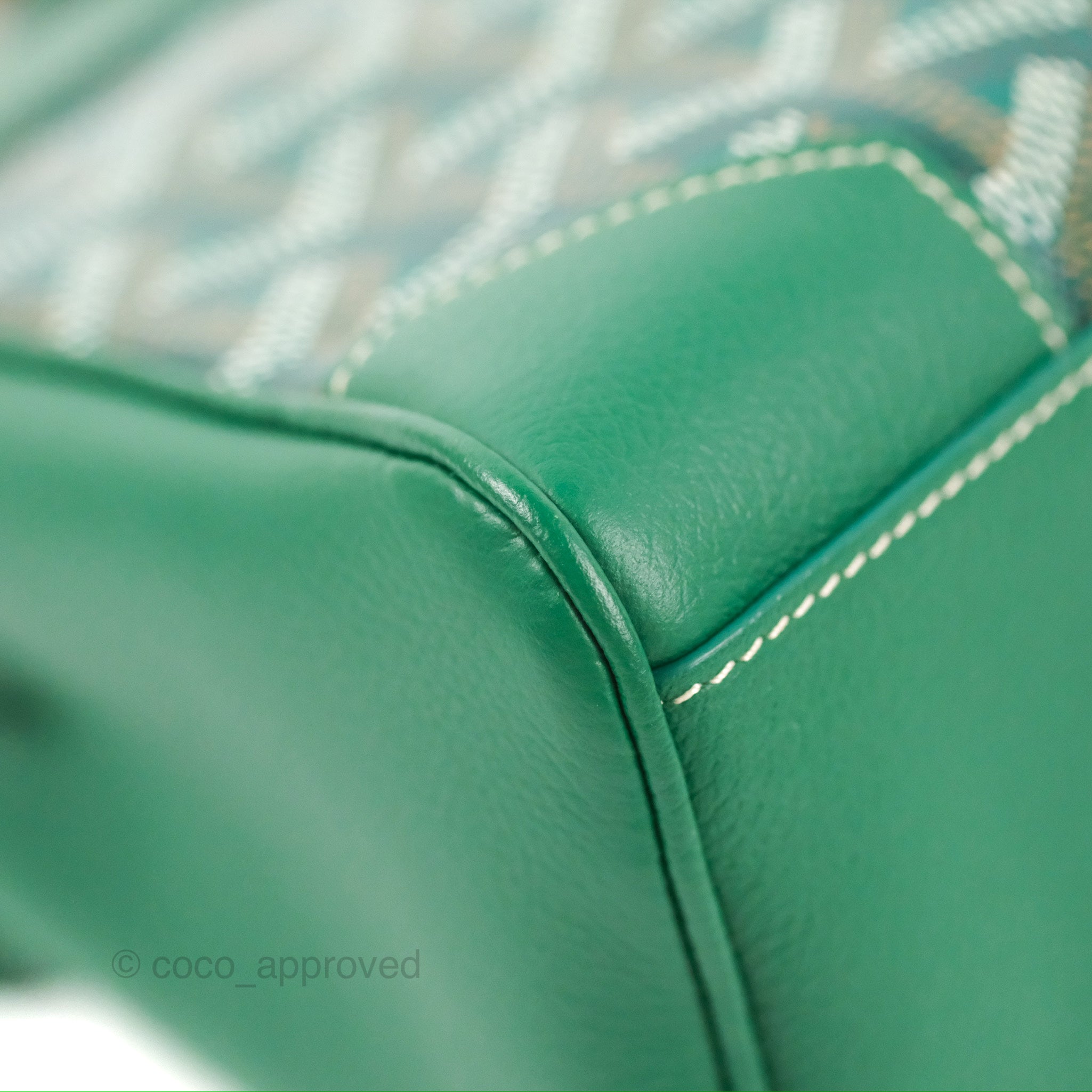 Goyard Green and White Goyardine Canvas and Chevroches Calfskin Saïgon Souple Mini Bag, 2016, Womens Handbag