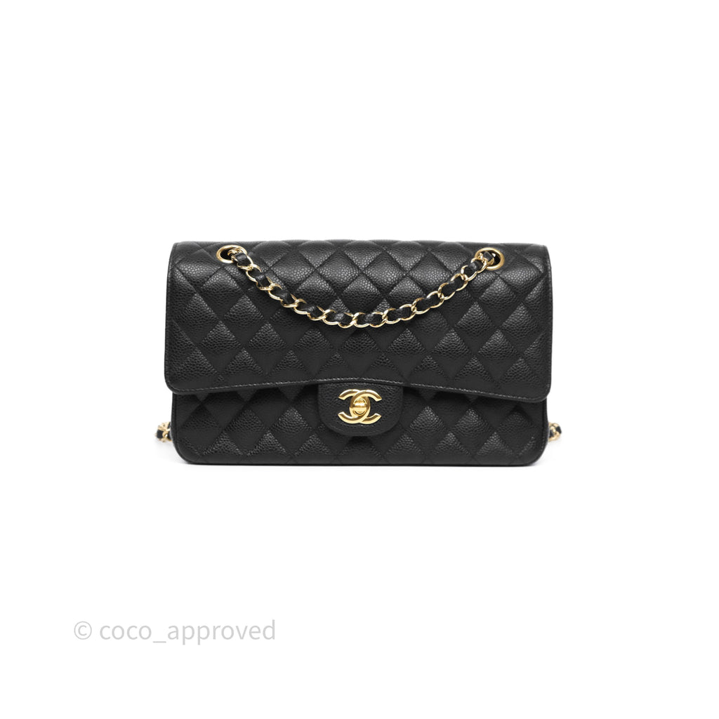 Chanel Classic M/L Medium Flap Quilted Black Caviar Gold Hardware