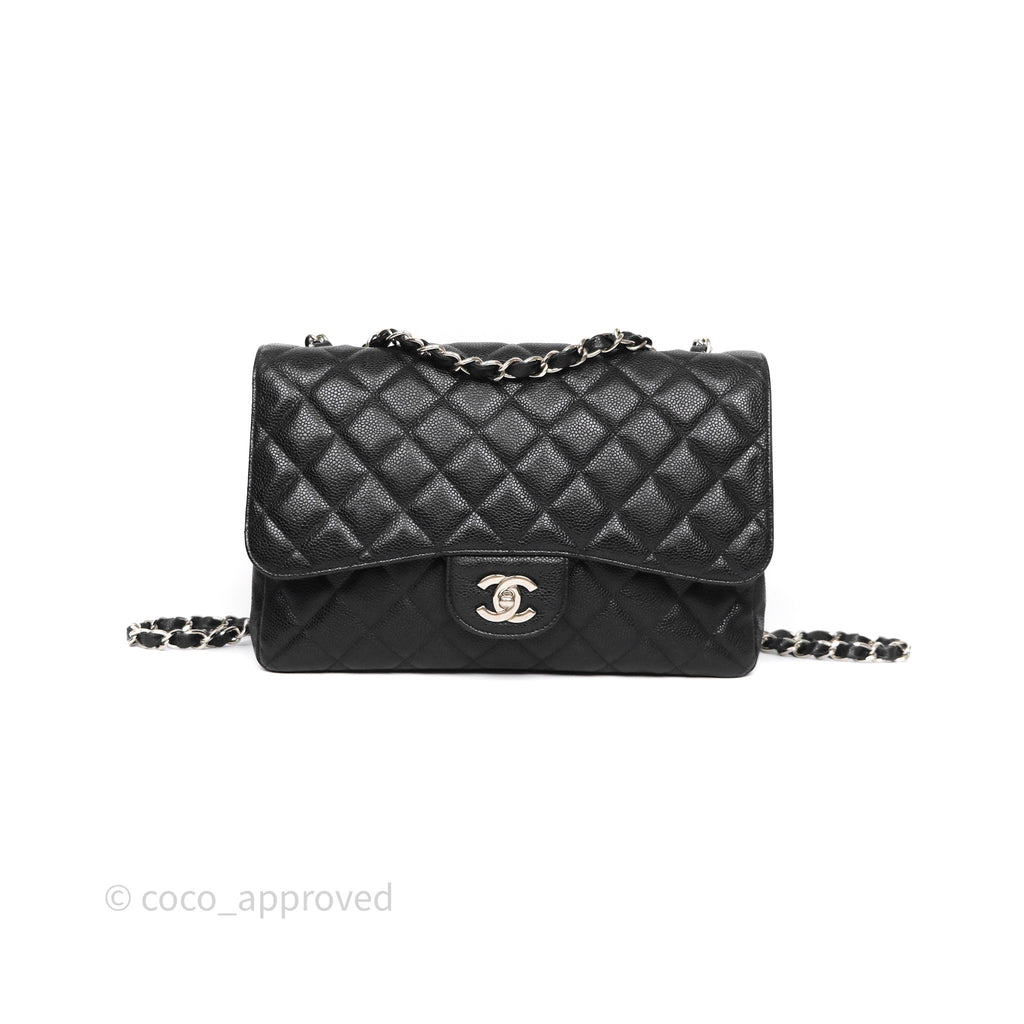 Chanel Jumbo Single Flap Black Caviar Silver Hardware