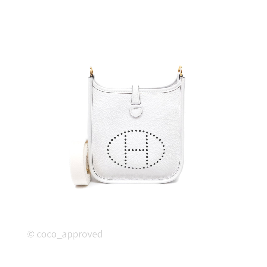 Hermès Mini Evelyne 16 New White 0U Clemence Gold Hardware