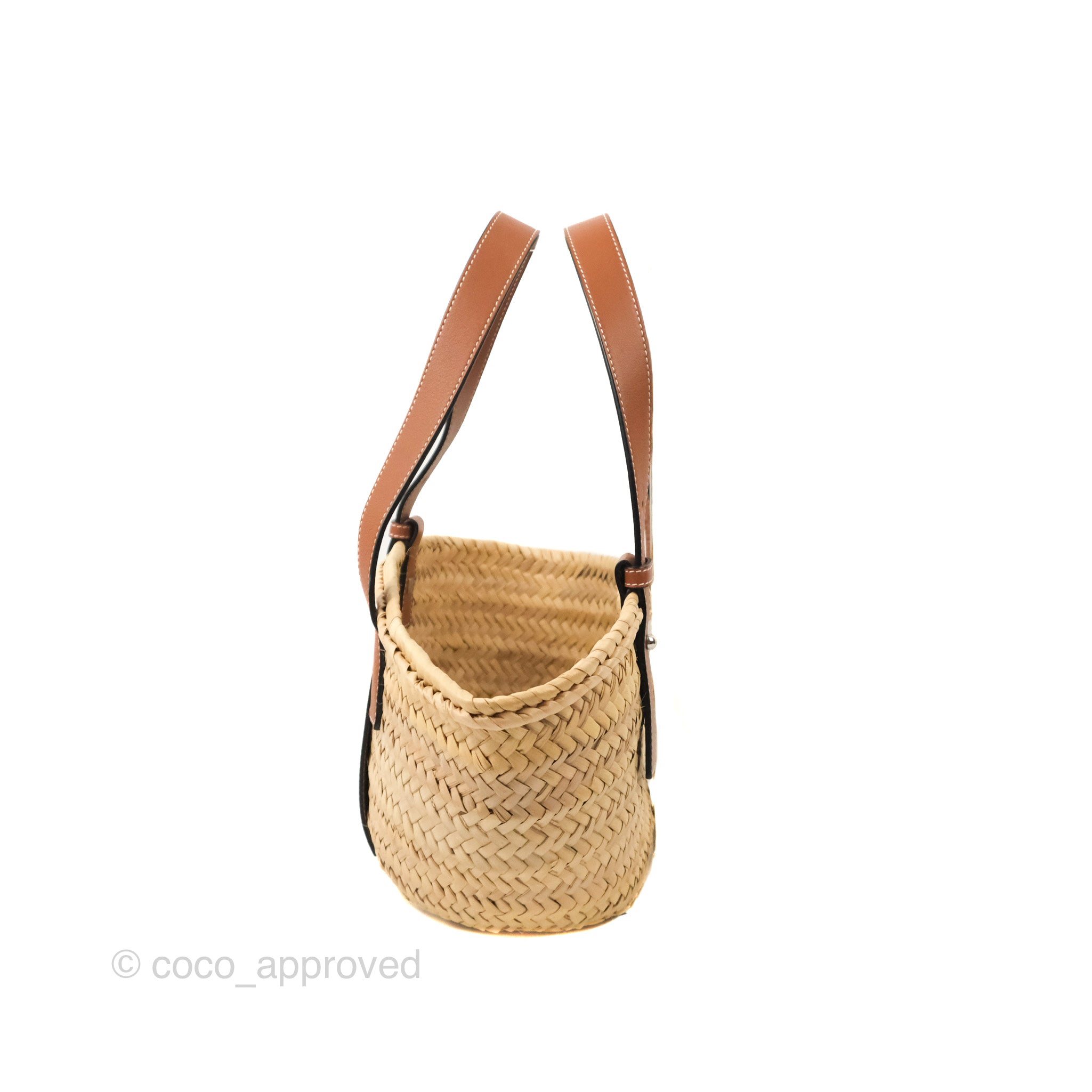 Loewe Small Basket Bag Natural Palm Leaf White Calfskin – Coco Approved  Studio