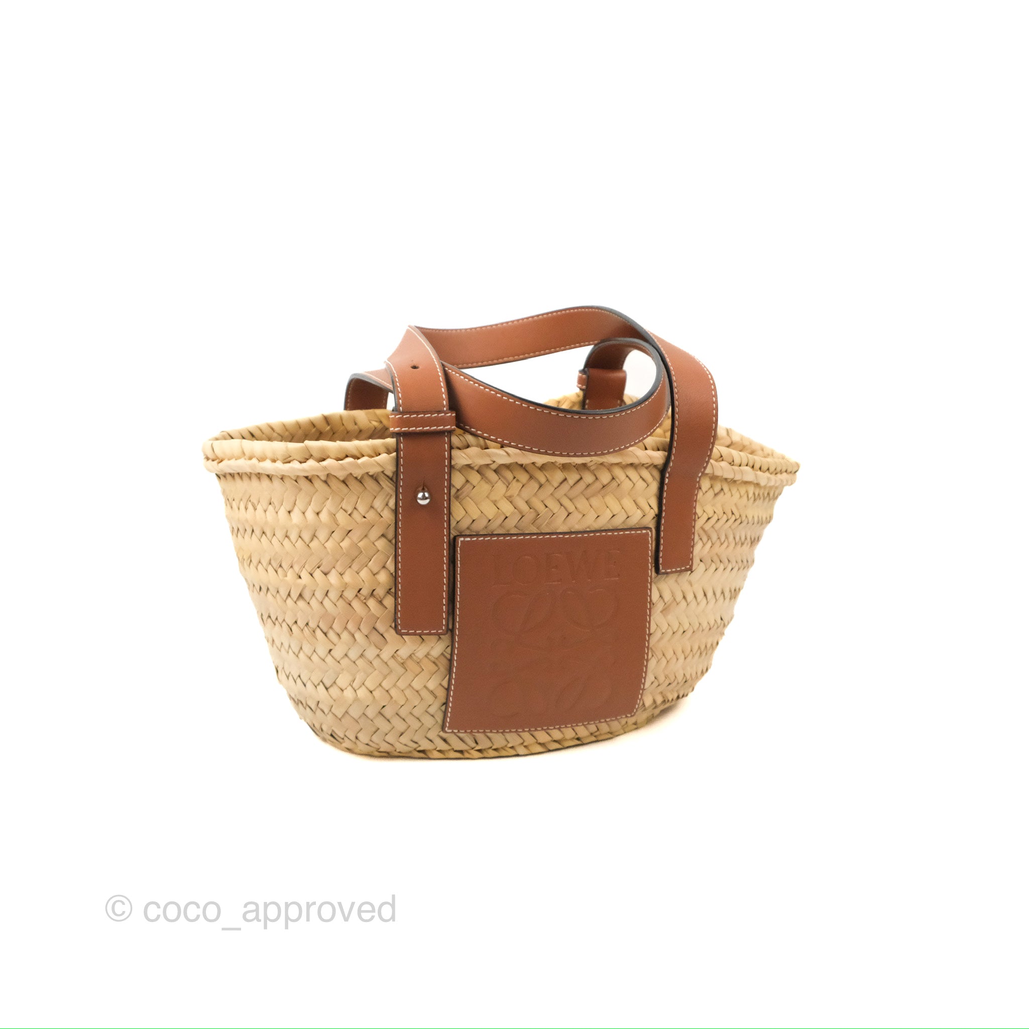 Loewe Small Basket Bag Natural Palm Leaf White Calfskin – Coco Approved  Studio