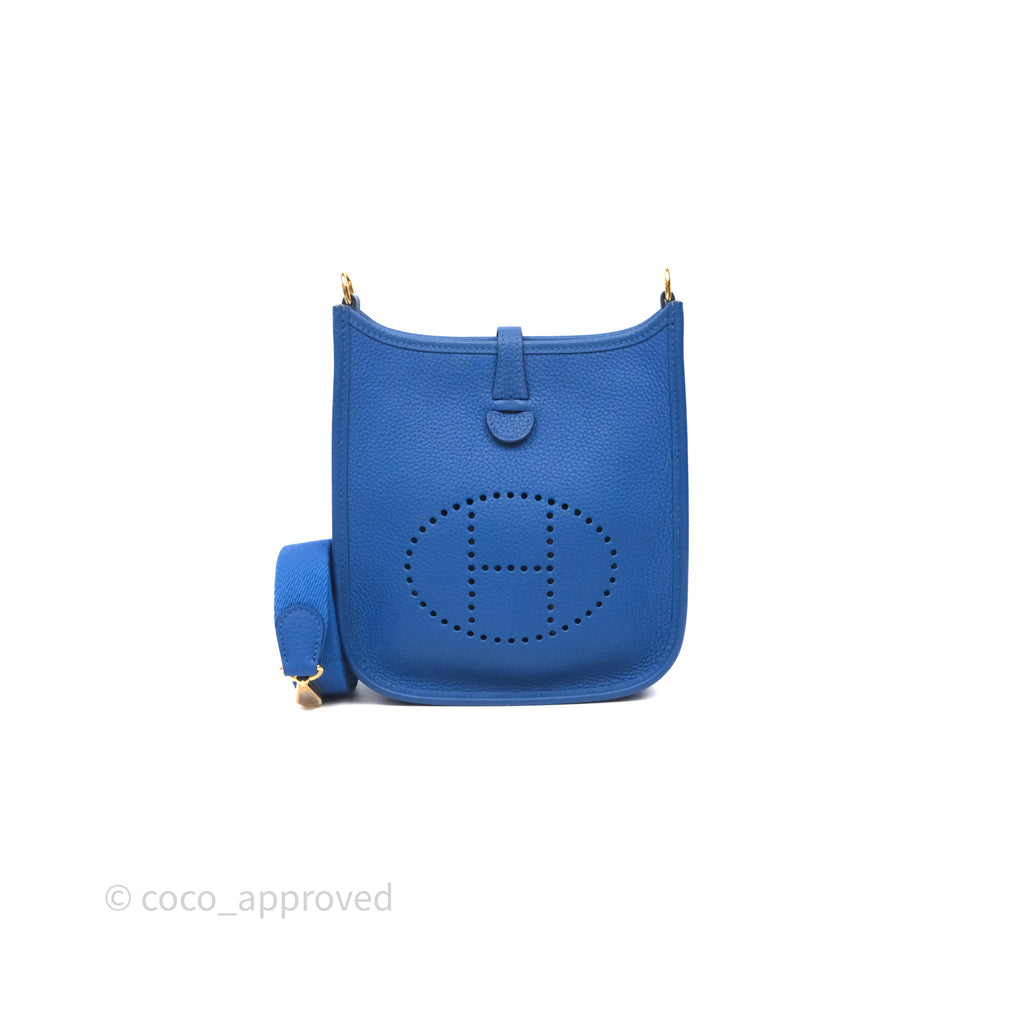 Hermes Mini Evelyne Bleu France 71 Amazone Taurillon Maurice Gold Hardware