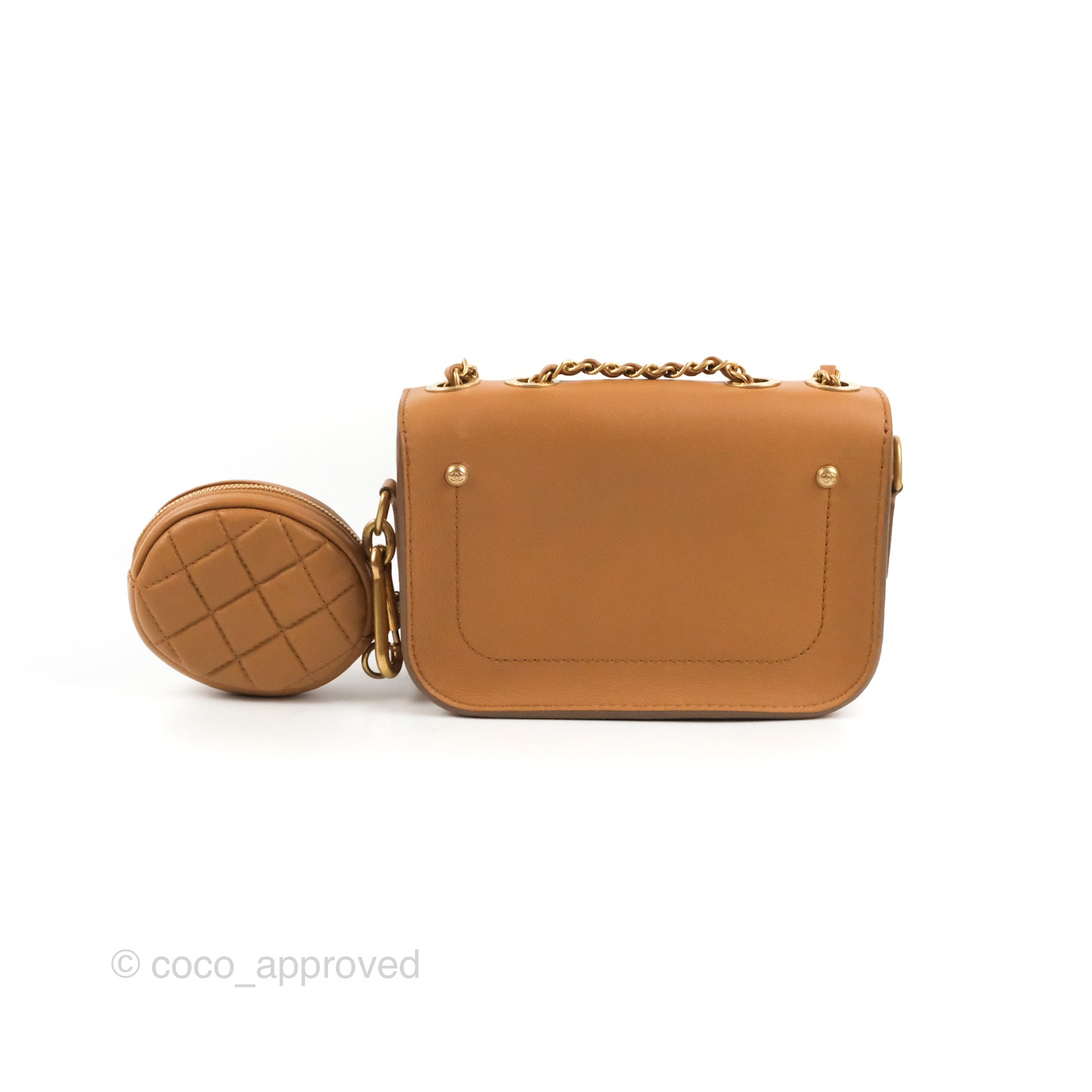 Chanel Flap Bag with Coin Purse Caramel Beige Calfskin Aged Gold Hardw –  Coco Approved Studio