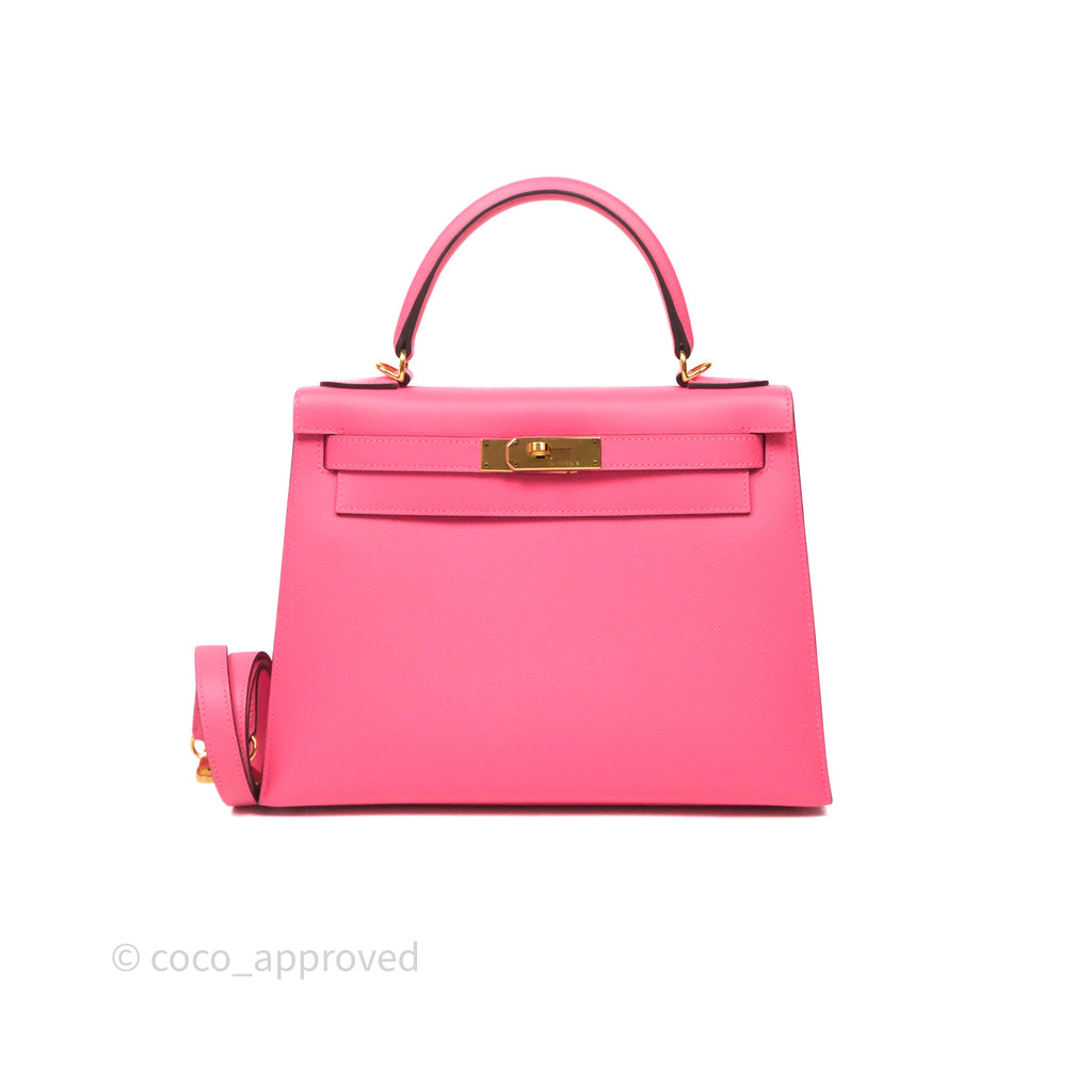 Hermès Kelly 28 Sellier Rose Lipstick U5 Epsom Gold Hardware