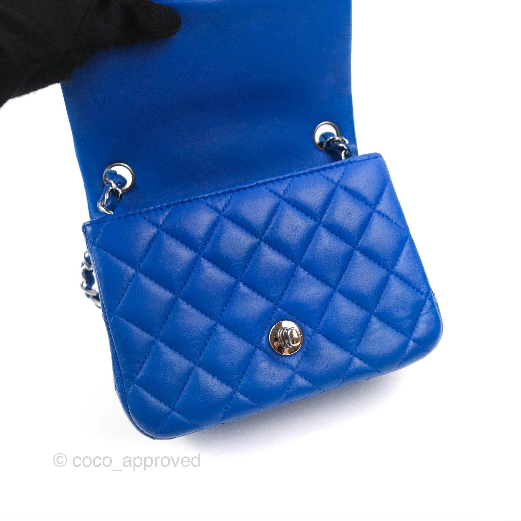 Chanel Quilted Mini Rectangular Pearl Crush Blue Lambskin Aged Gold Ha –  Coco Approved Studio