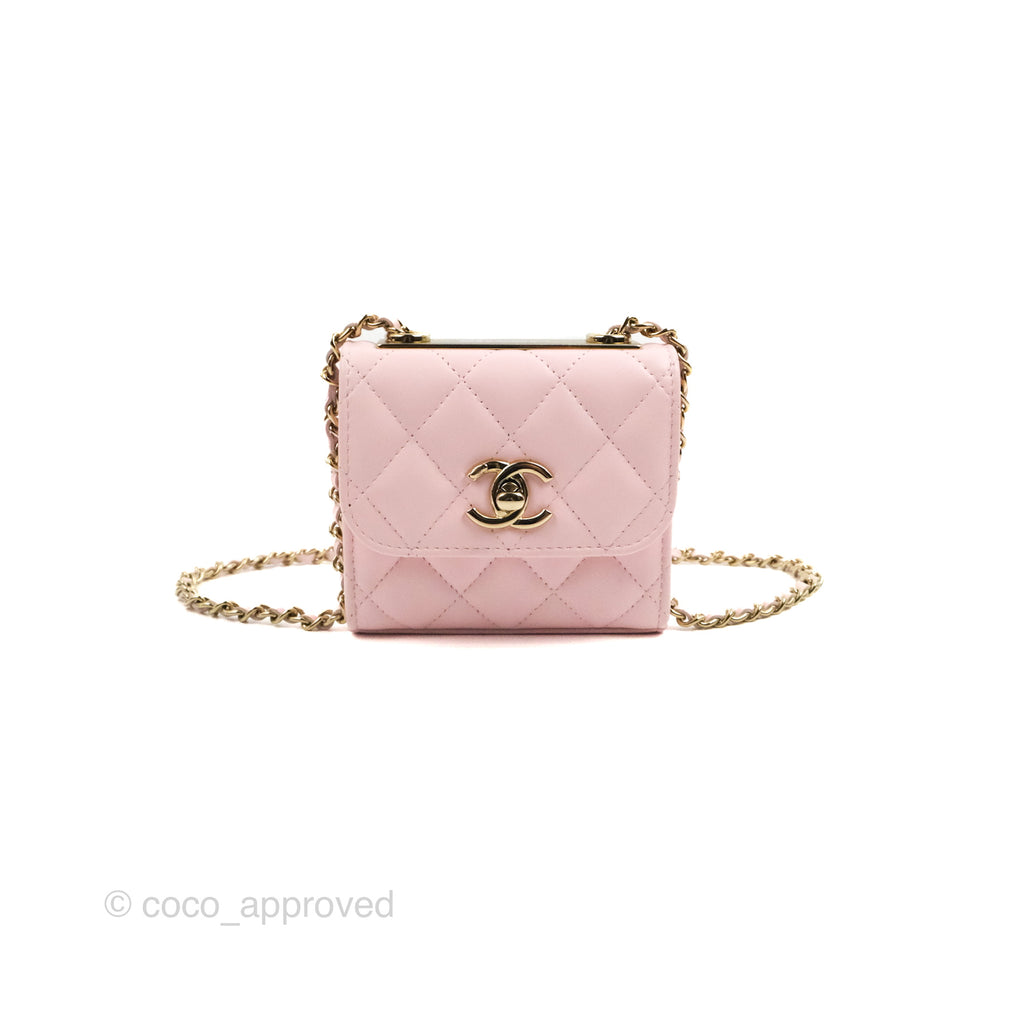 Chanel Mini Quilted Trendy CC Clutch With Chain Pink Lambskin Gold Hardware