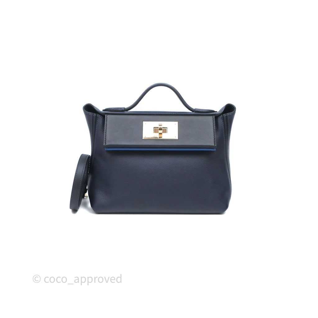 Hermès 24/24 21 Mini Multico Veau Evercolor/ Swift Blnuit/ Caban/ Noir/ Blfrance Gold Hardware