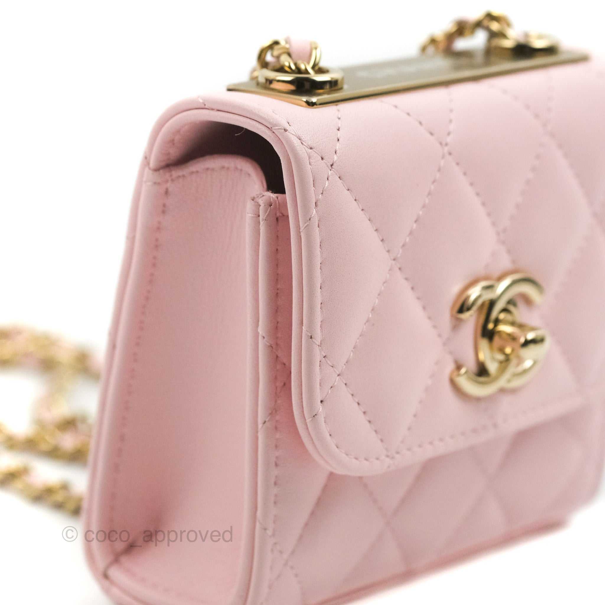 Chanel Mini Quilted Trendy CC Clutch With Chain Pink Lambskin Gold Har –  Coco Approved Studio
