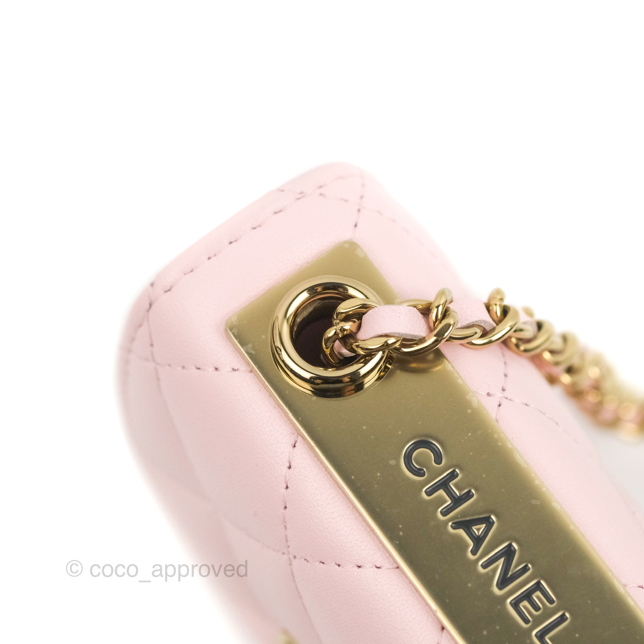 CHANEL CC Logo Bicolor Cosmetic Mini Pouch Leather Black Gold