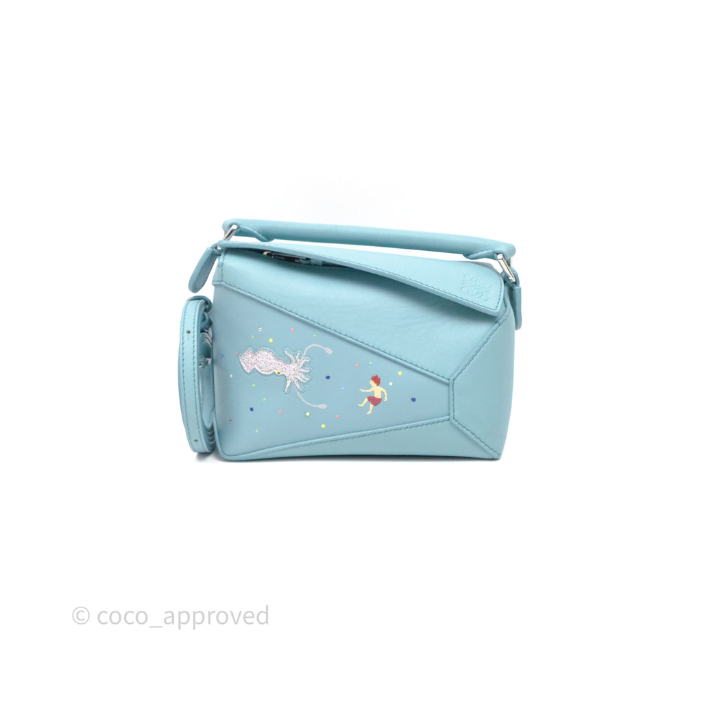 Loewe Mini Squid Suna Puzzle Bag Blue Silver Hardware